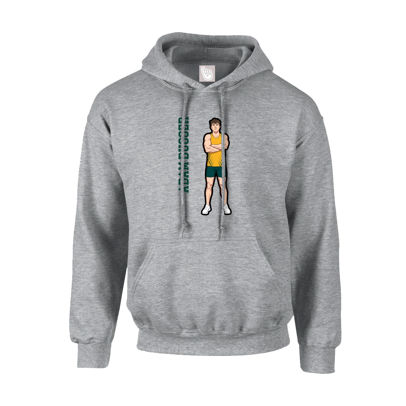 Youth Hoodie — Name Vertical in Grey