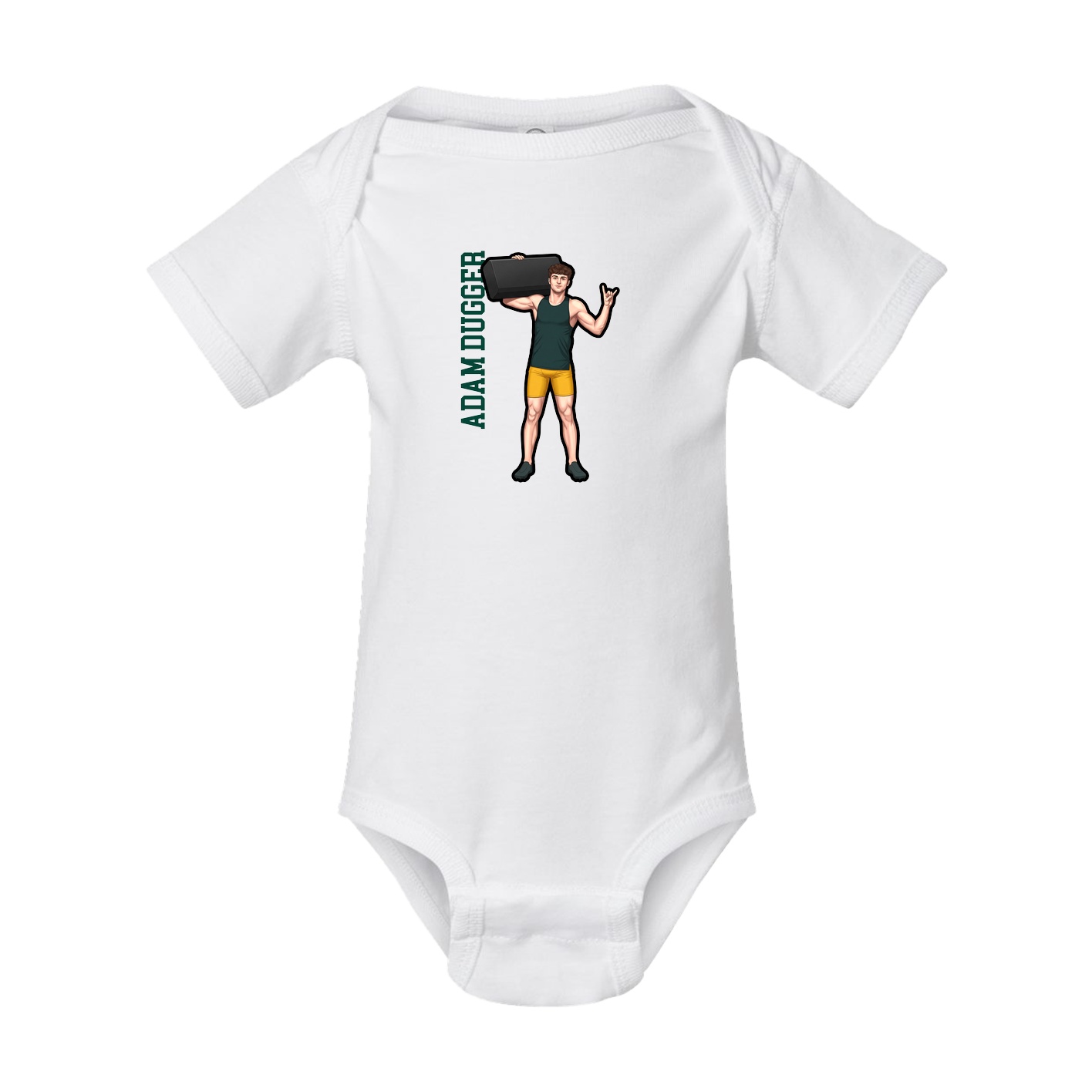 Baby Onesie — Name Vertical in White