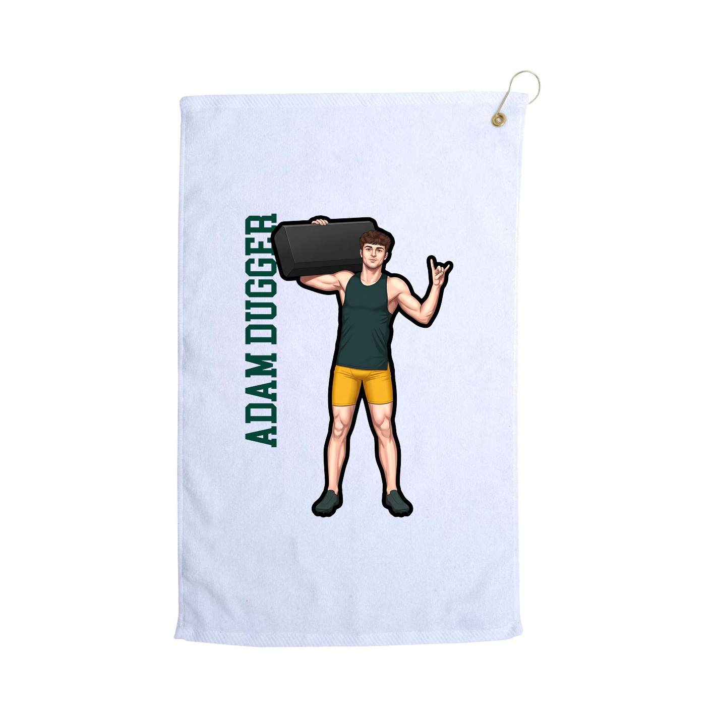 Golf Towel — Name Vertical in White
