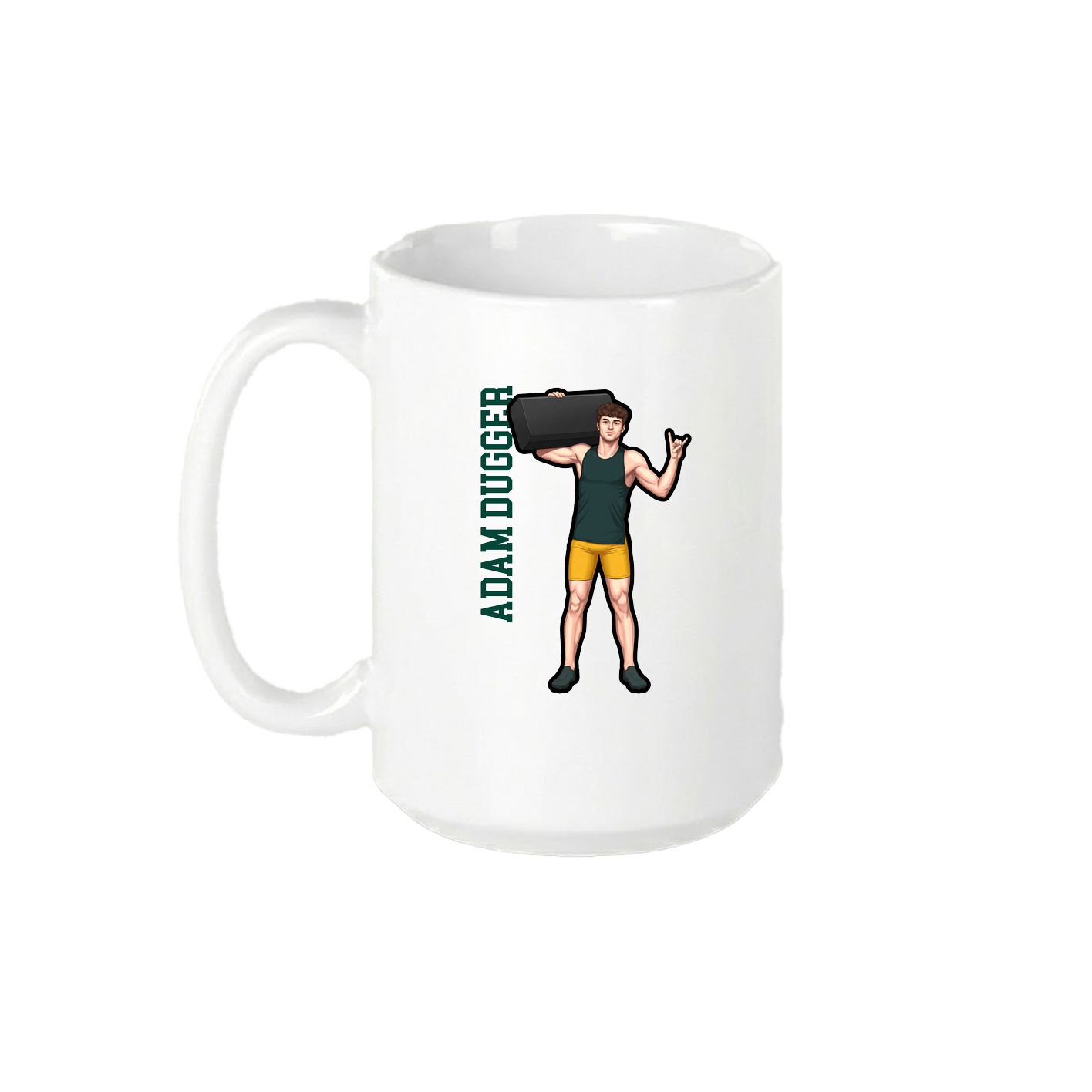15oz Coffee Mug — Name Vertical in White