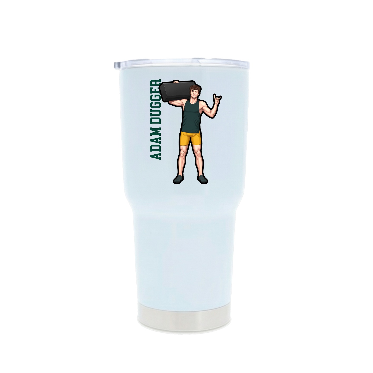 30oz Stainless Steel Tumbler — Name Vertical in White