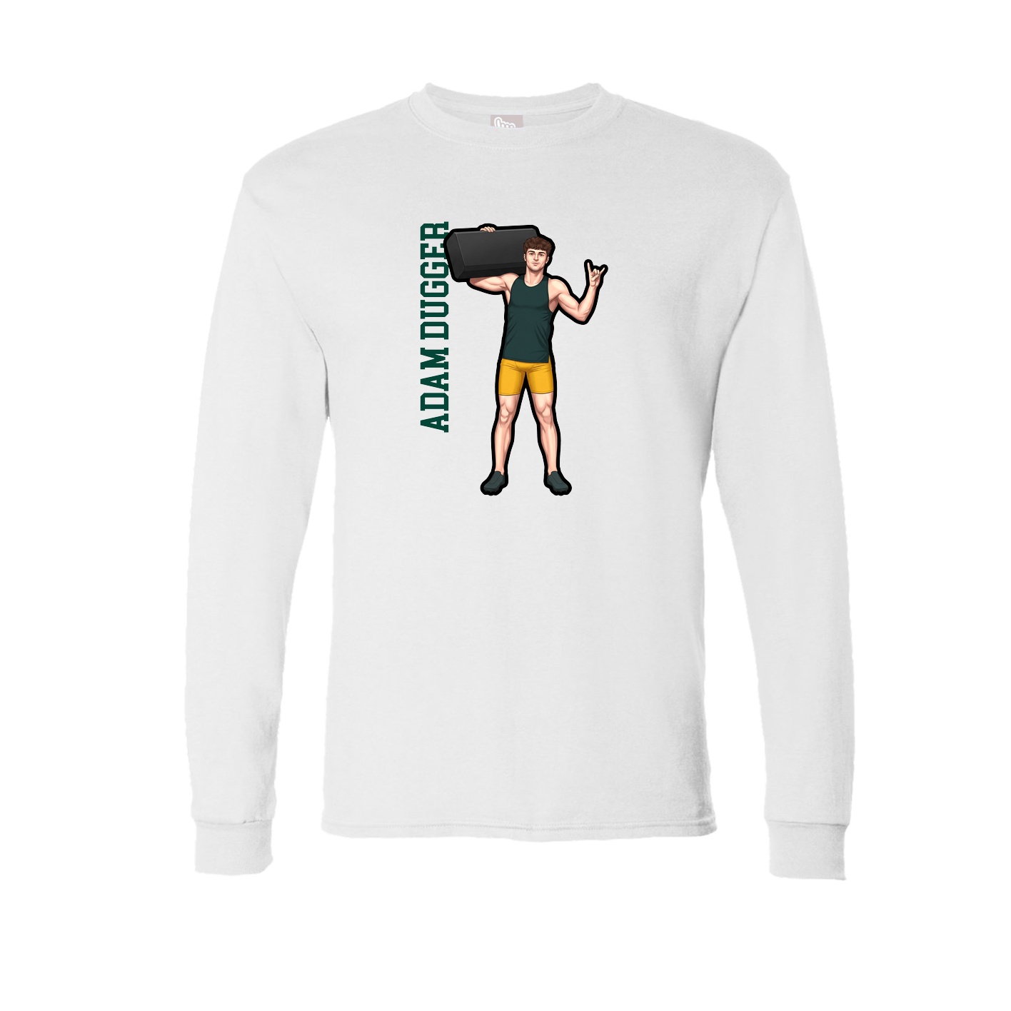 Long Sleeve Tee — Name Vertical in White