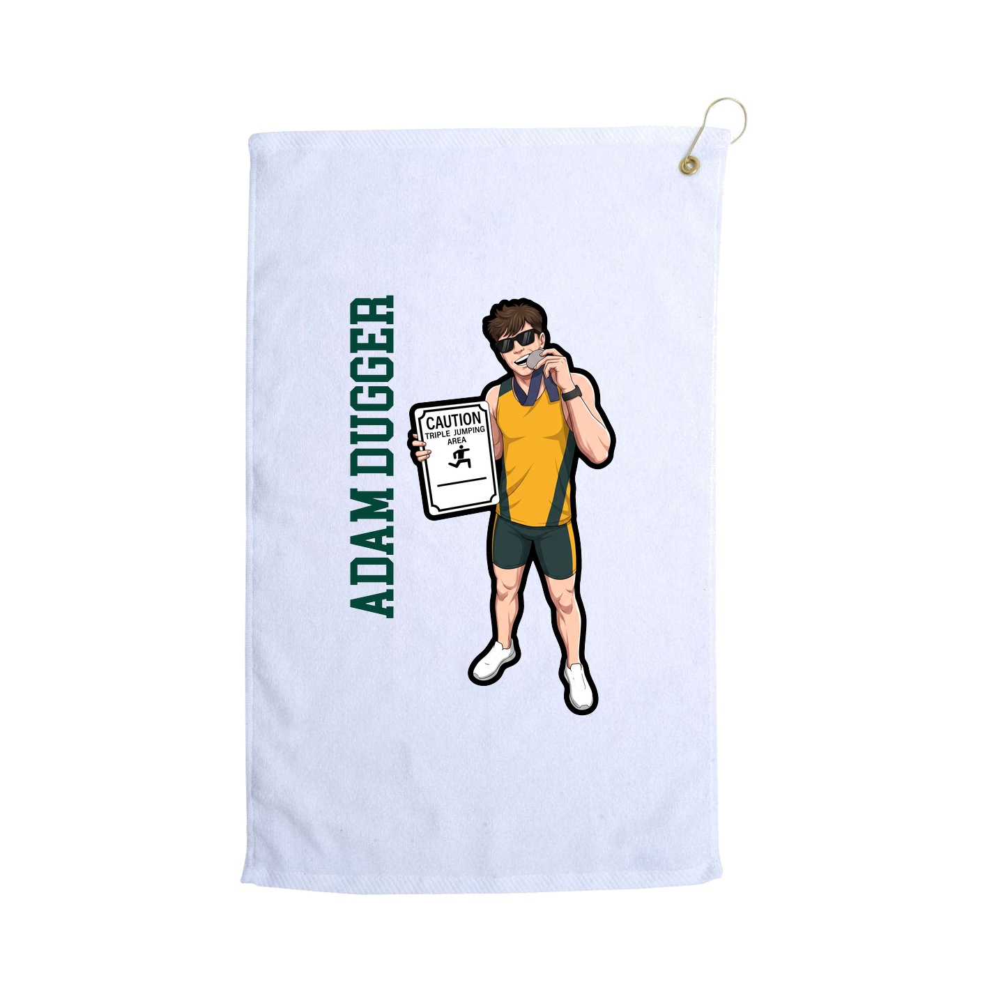 Golf Towel — Name Vertical in White