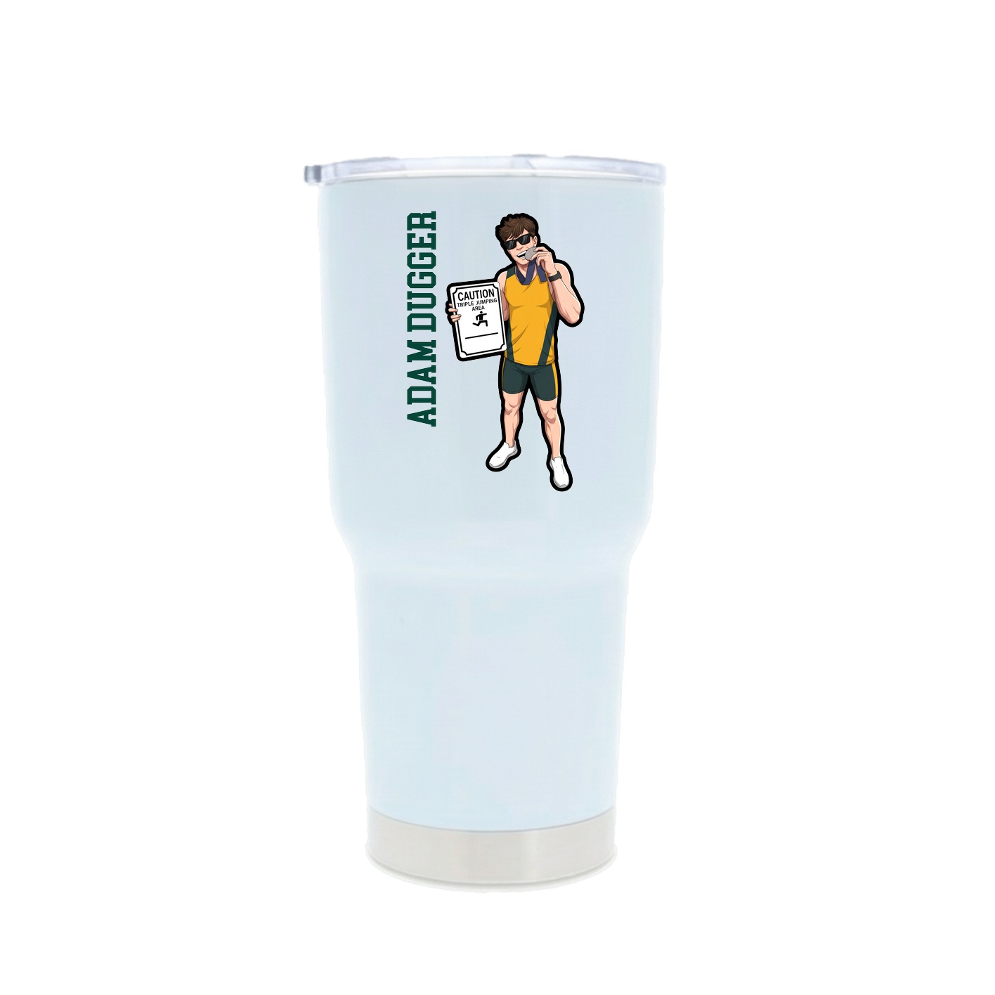 30oz Stainless Steel Tumbler — Name Vertical in White