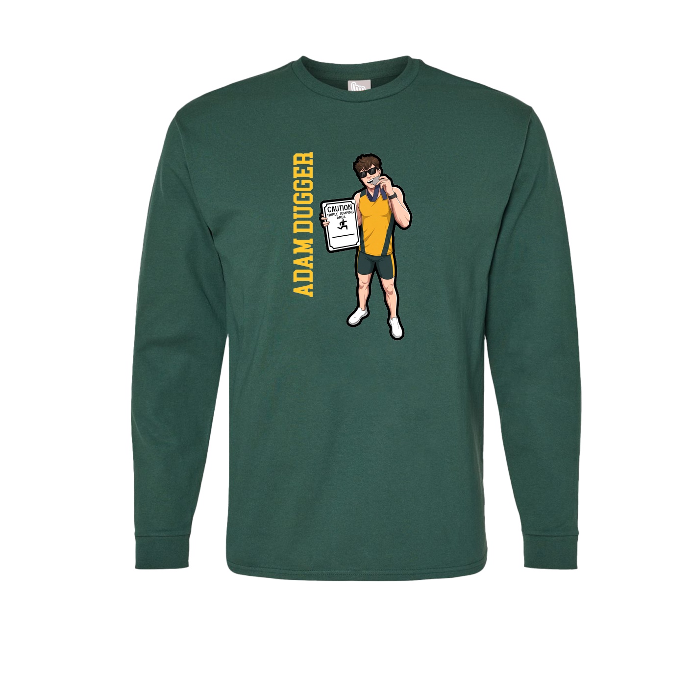 Long Sleeve Tee — Name Vertical in Green