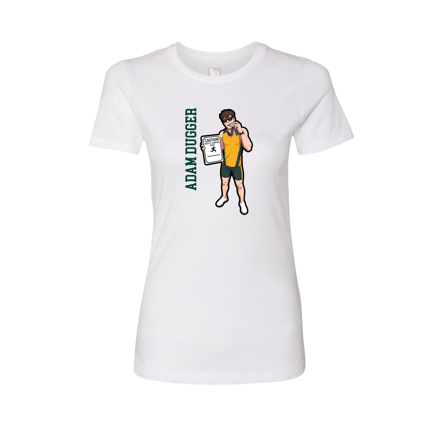 Womens Tee — Name Vertical in White
