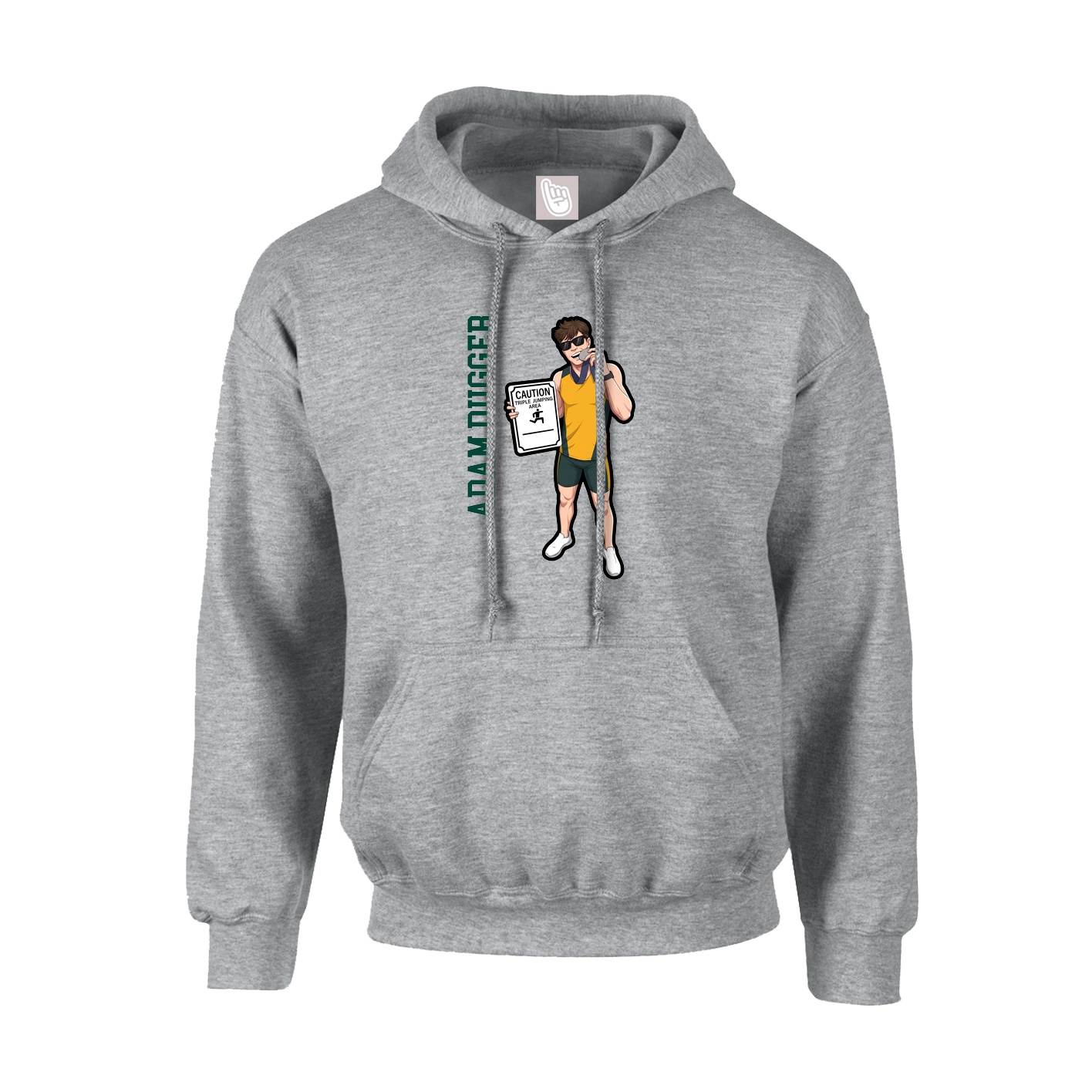 Youth Hoodie — Name Vertical in Grey