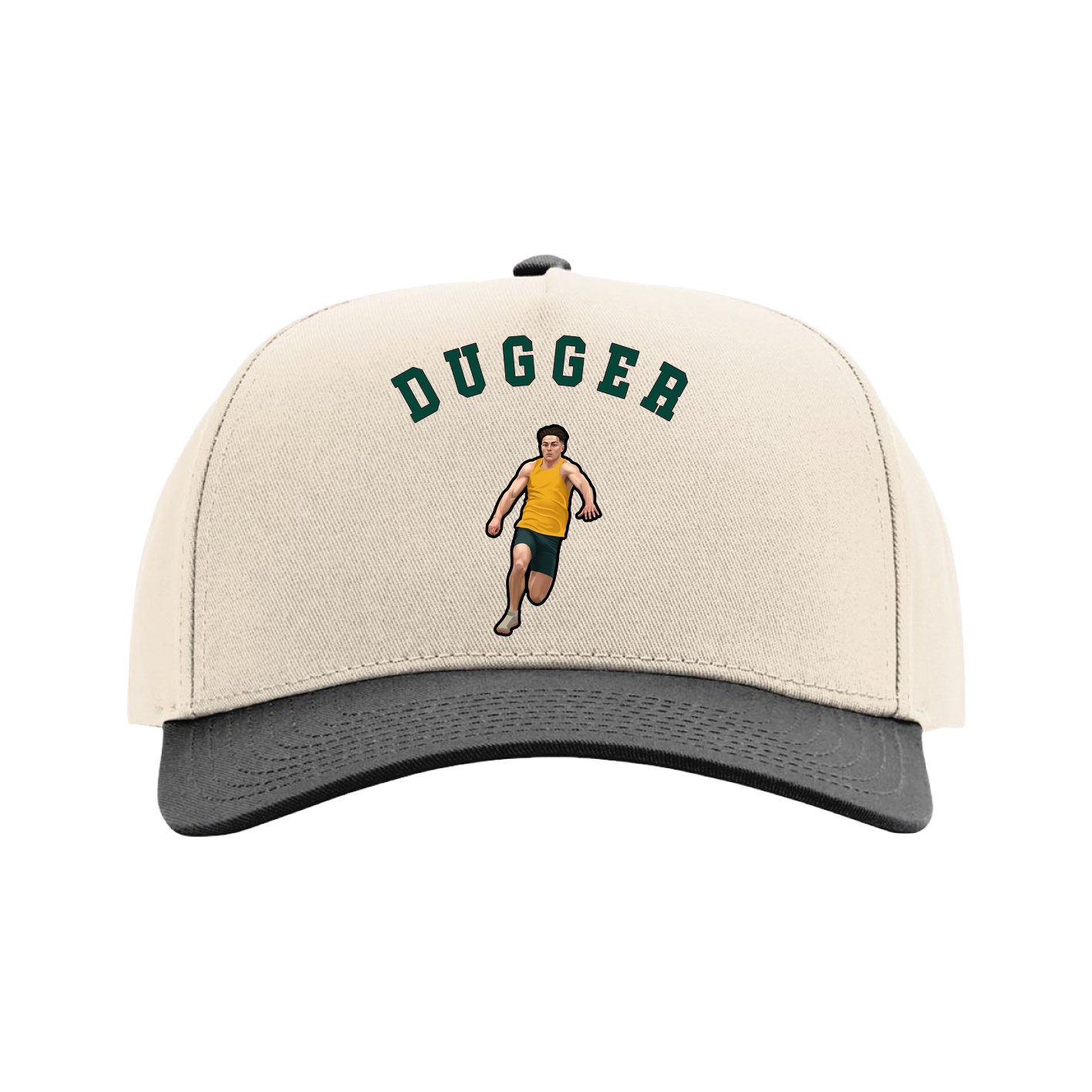 Full Fabric Five-Panel Champ Cap — Shirsey Arch in Cream/Black