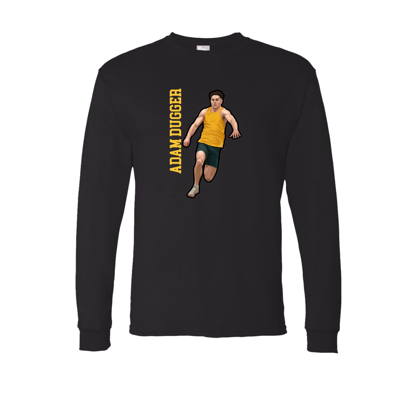 Long Sleeve Tee — Name Vertical in Black