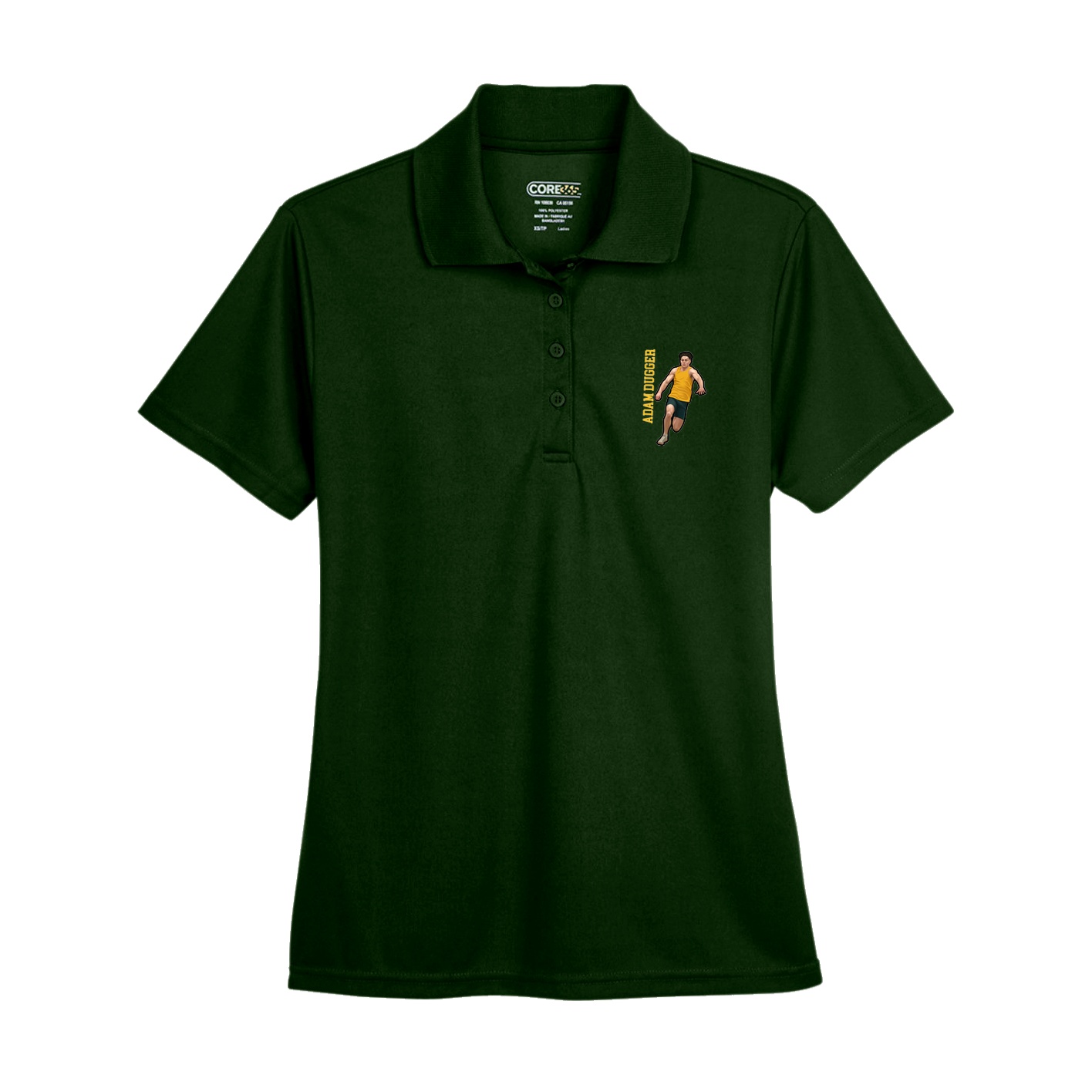Womens Performance Polo — Name Vertical in Green