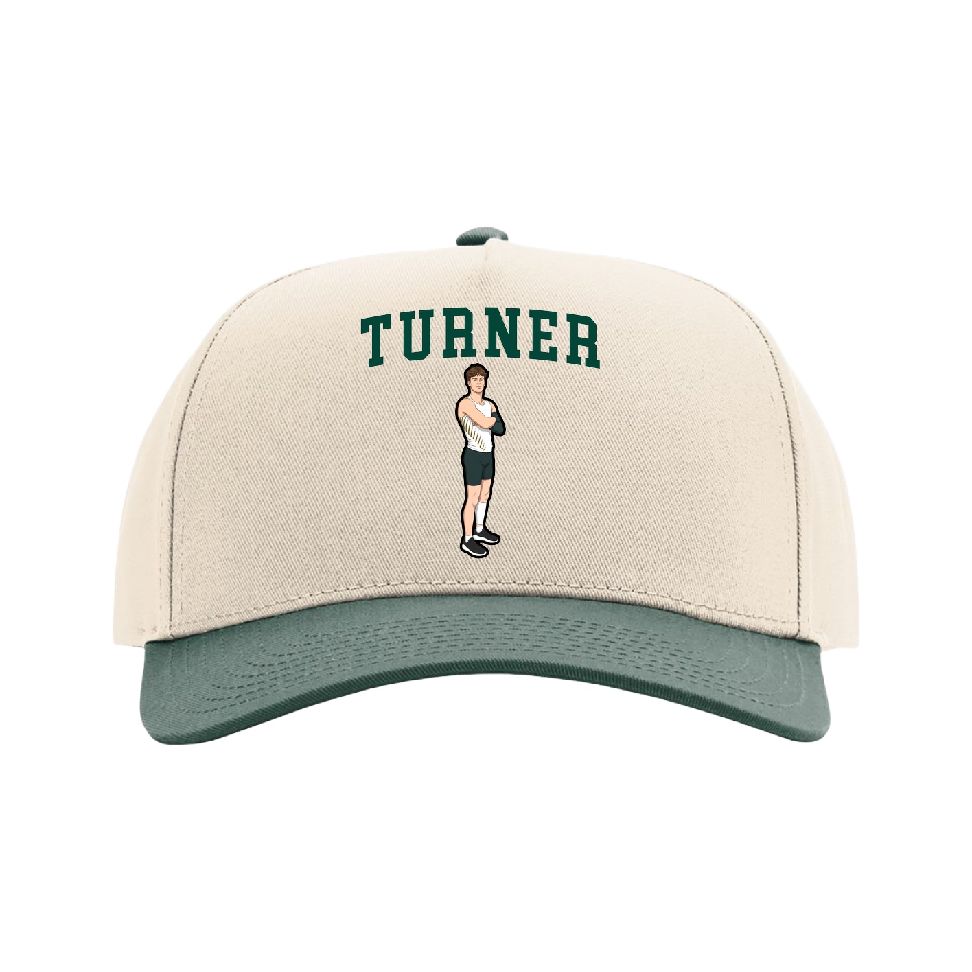 Full Fabric Five-Panel Champ Cap — Shirsey in Cream/Green