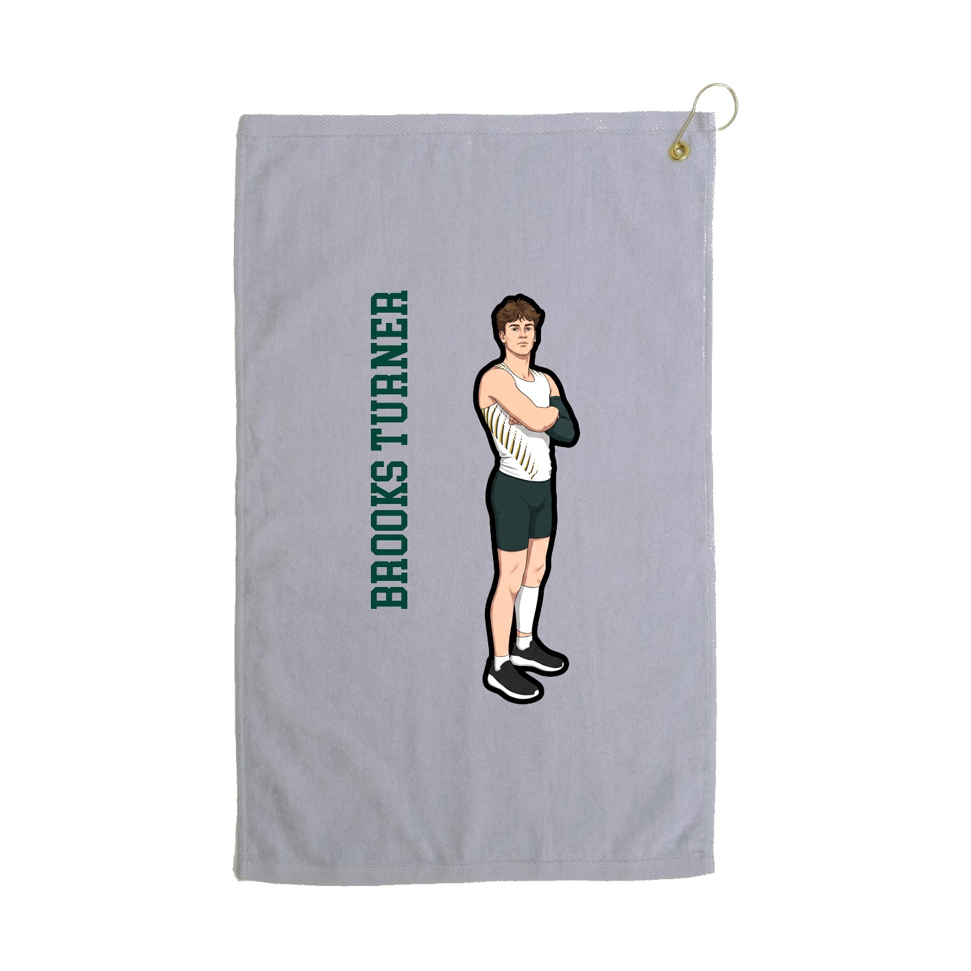 Golf Towel — Name Vertical in Grey