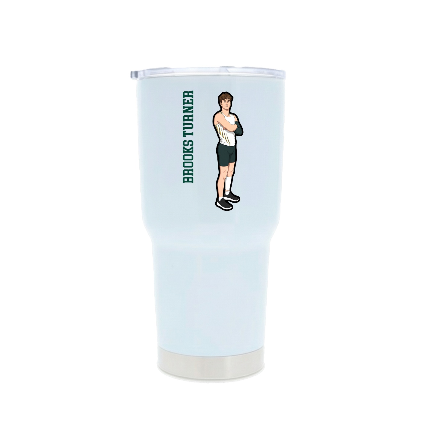 30oz Stainless Steel Tumbler — Name Vertical in White