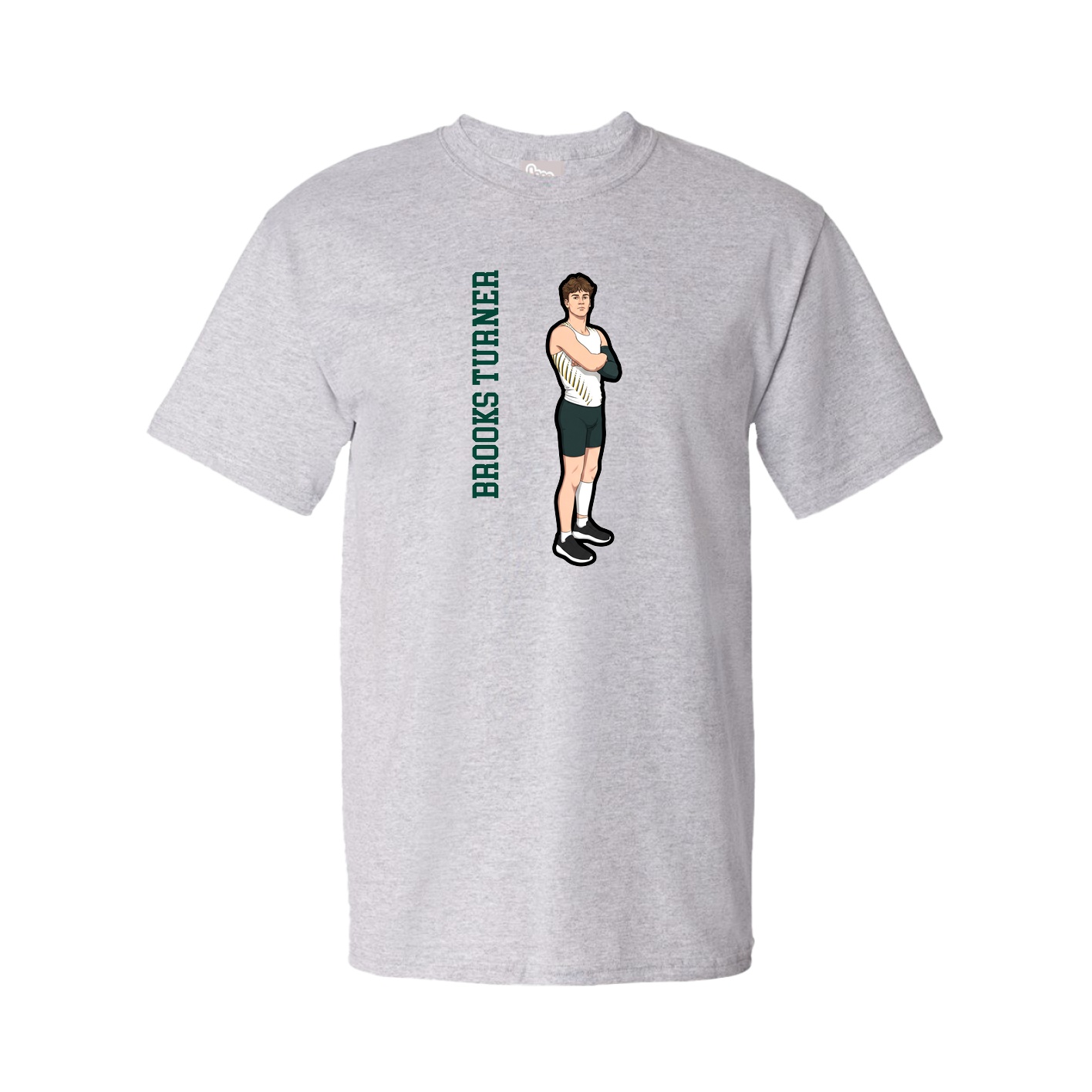 Youth Tee — Name Vertical in Grey
