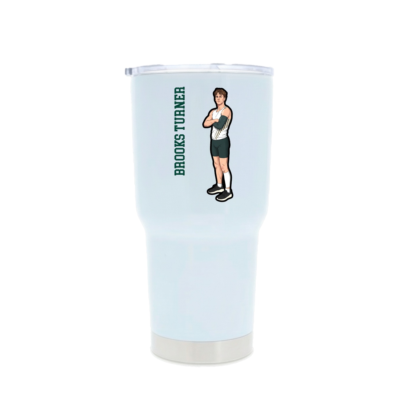 30oz Stainless Steel Tumbler — Name Vertical in White