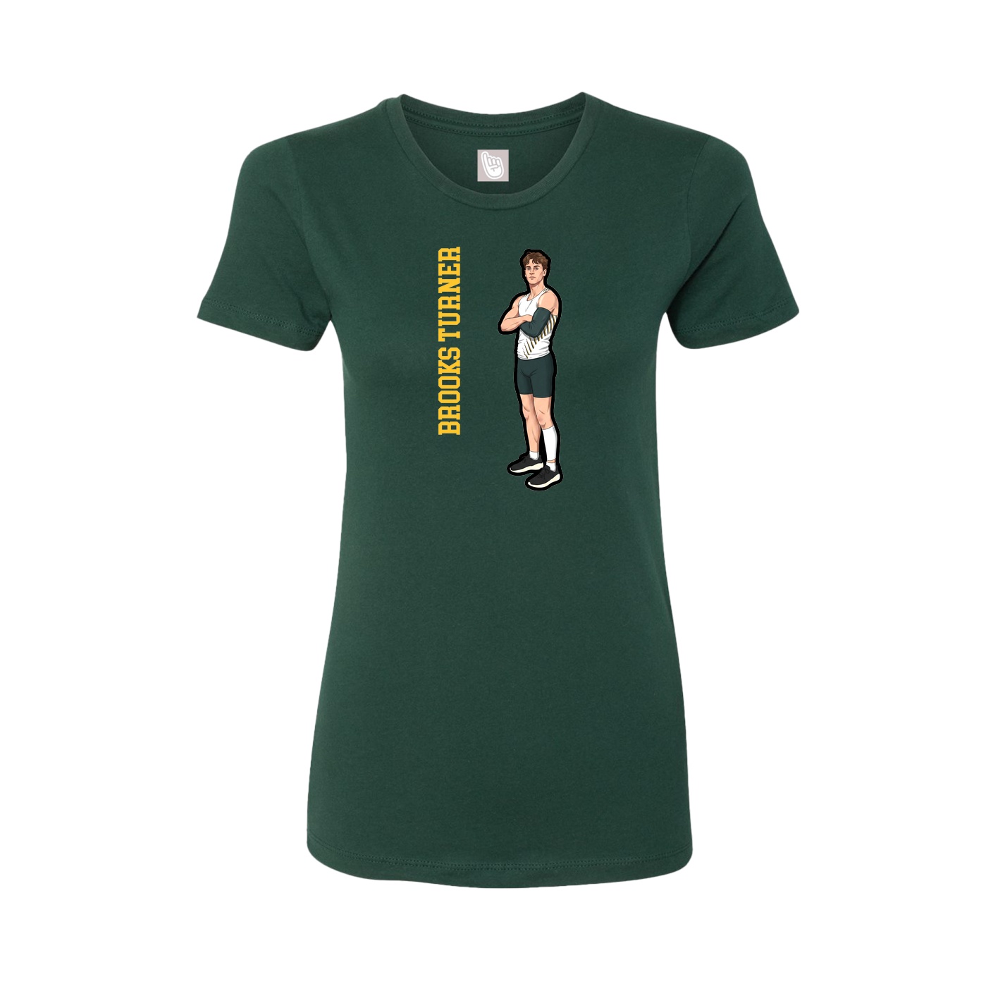 Womens Tee — Name Vertical in Green
