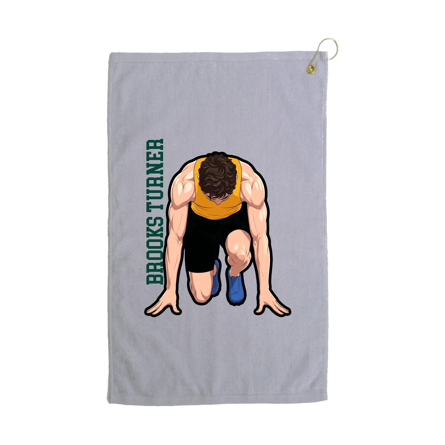 Golf Towel — Name Vertical in Grey