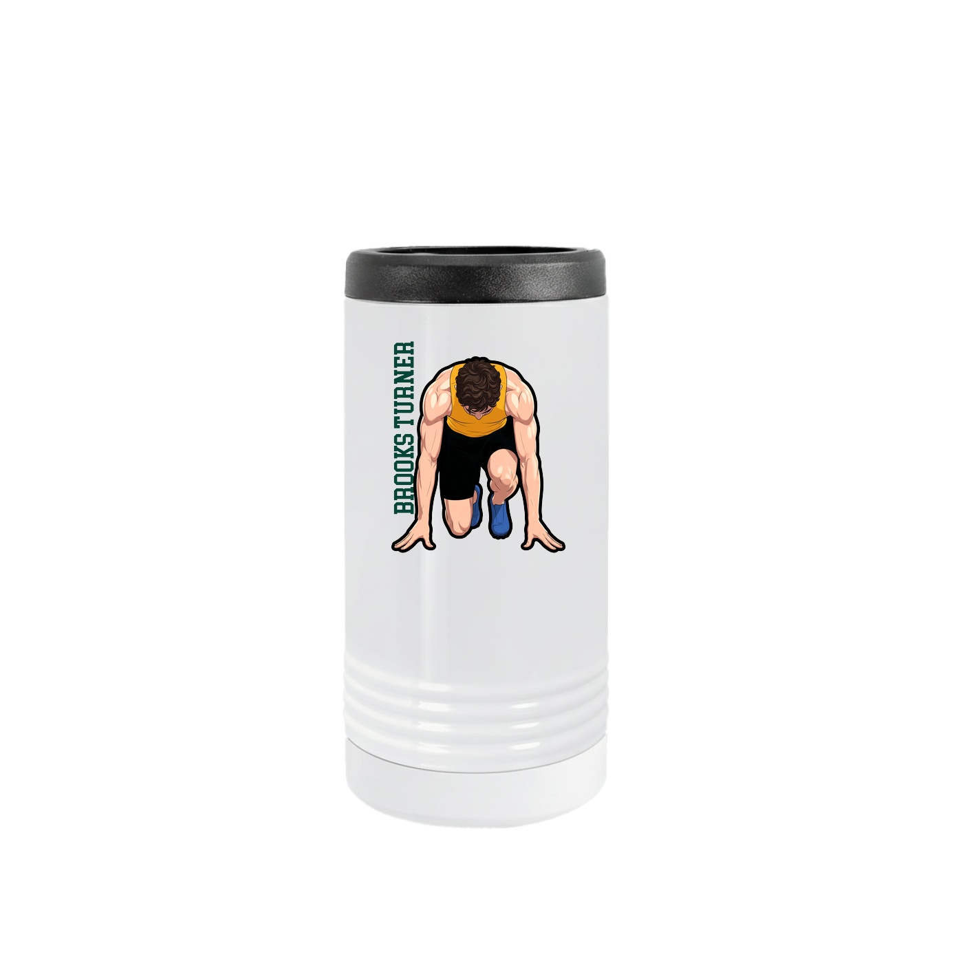 Slim Beverage Holder — Name Vertical in White