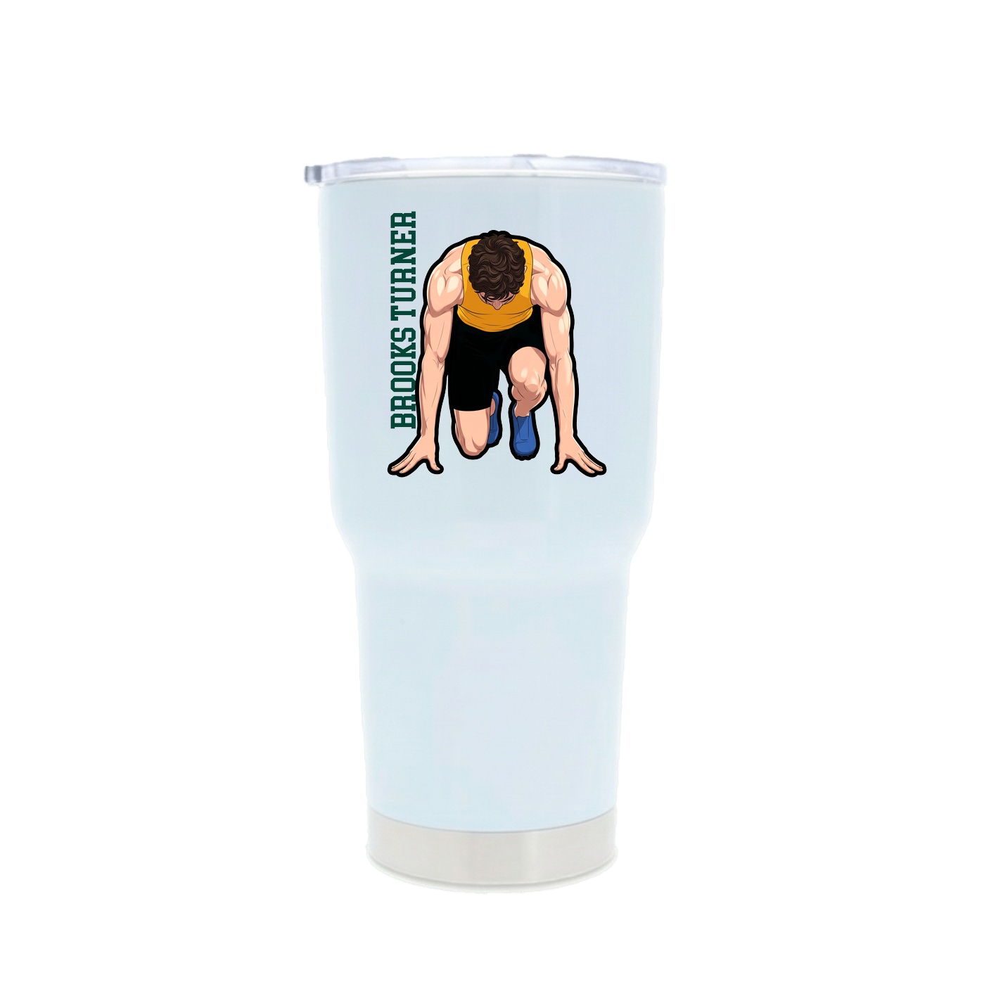 30oz Stainless Steel Tumbler — Name Vertical in White