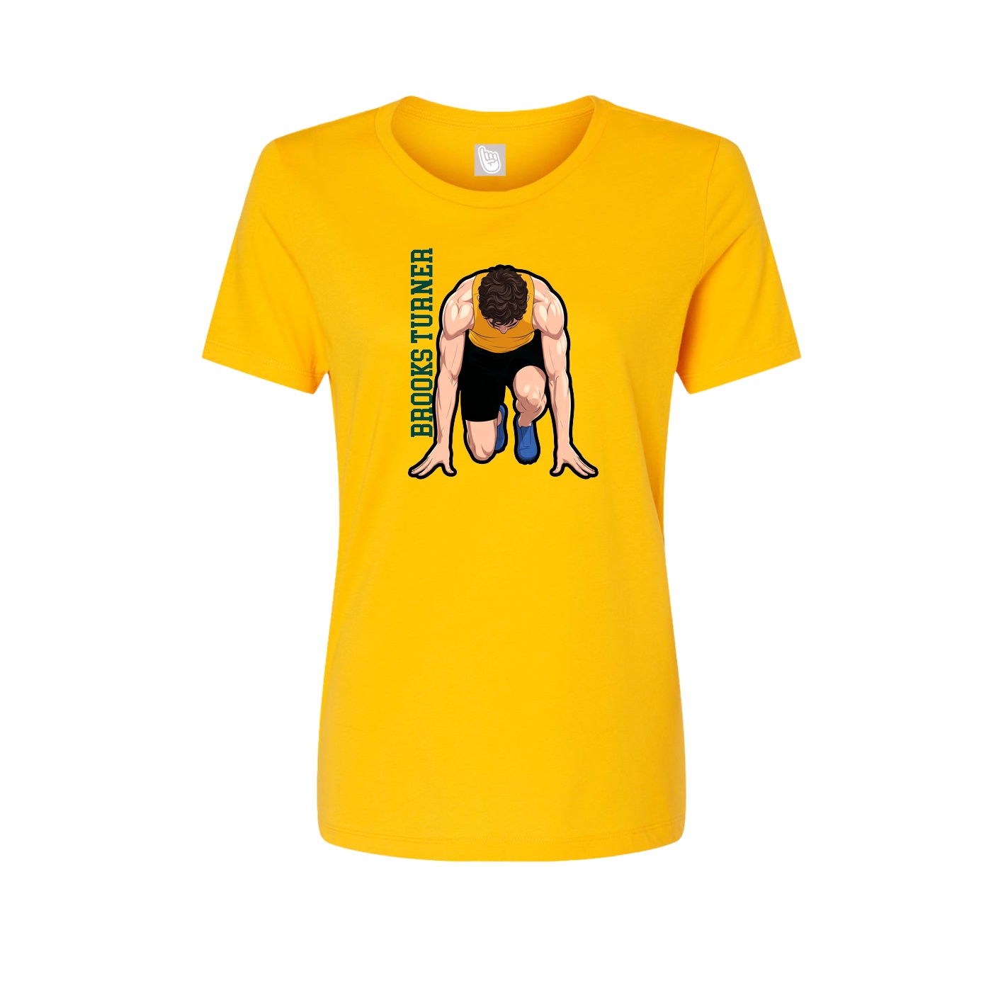 Fitted Women's Tee — Name Vertical in Gold