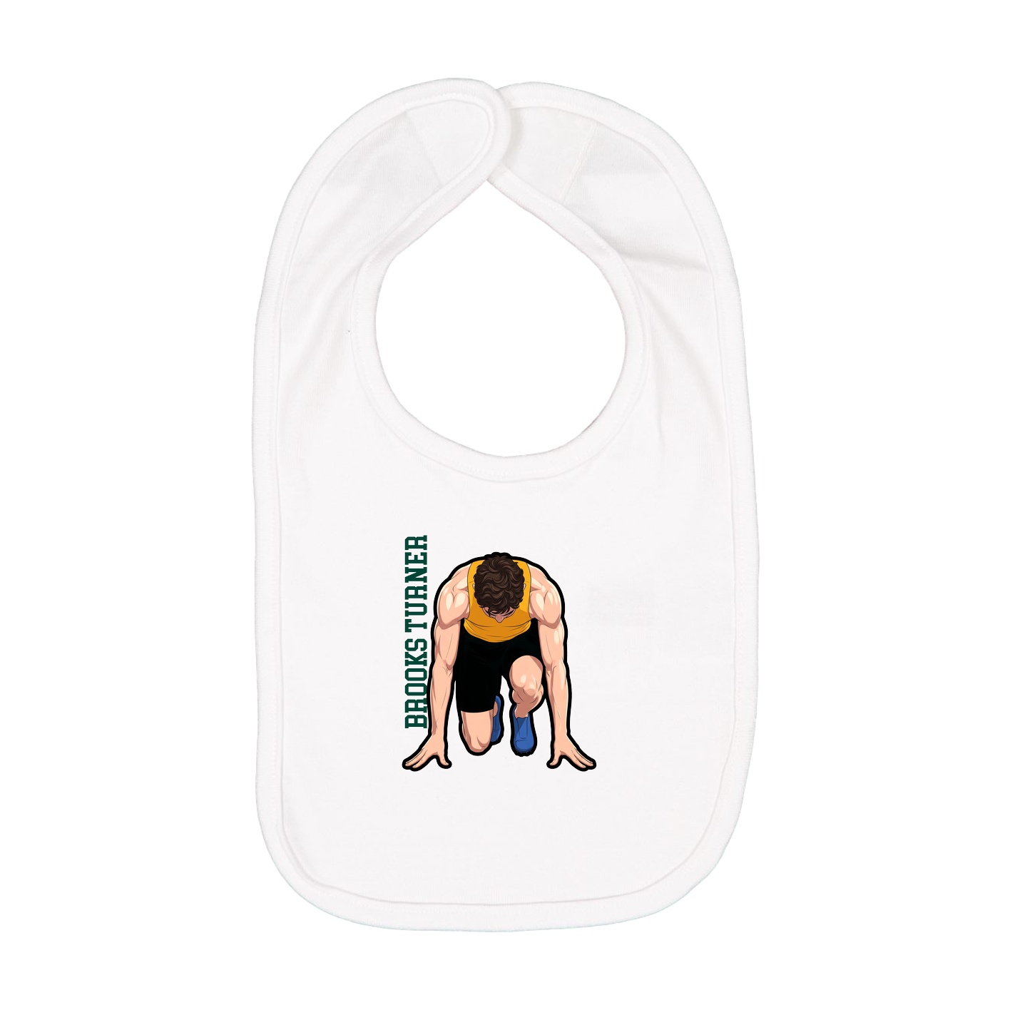 Infant Bib — Name Vertical in White