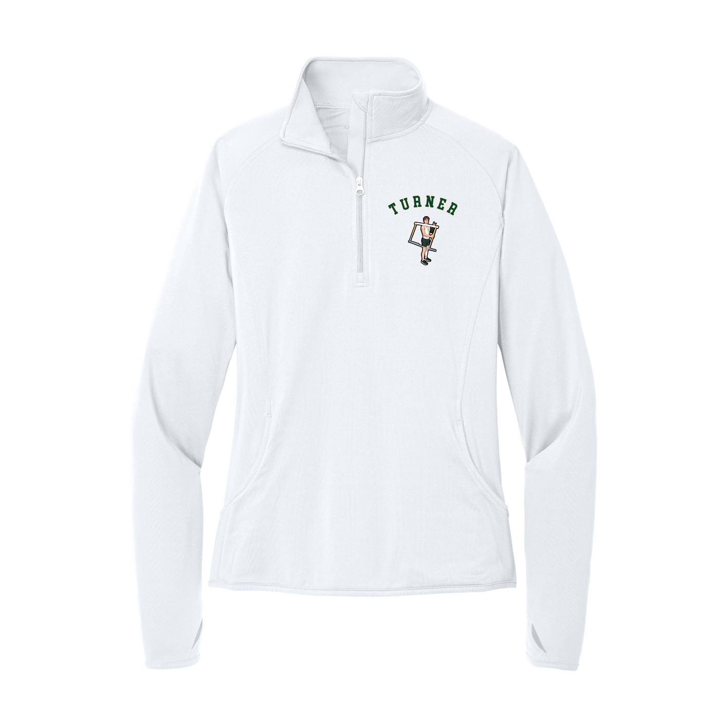 Women's Q-Zip Pullover — Shirsey Arch in White