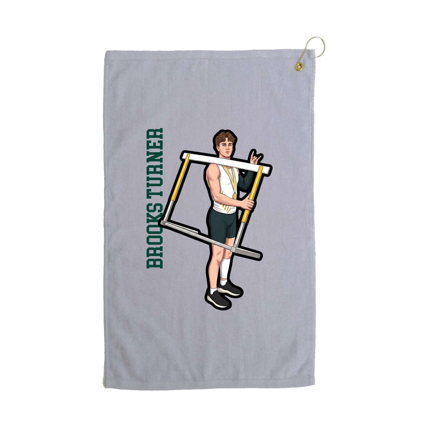 Golf Towel — Name Vertical in Grey