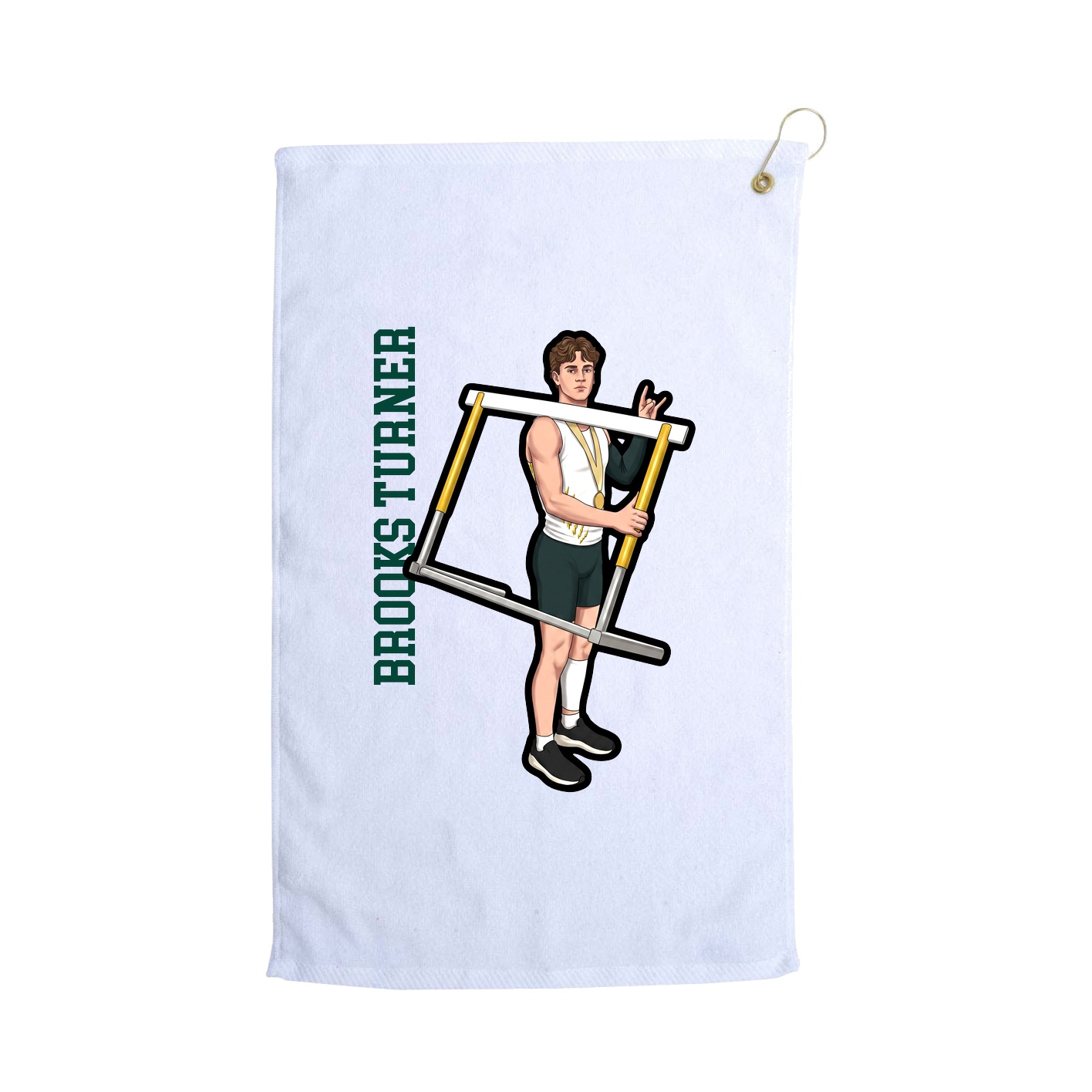 Golf Towel — Name Vertical in White