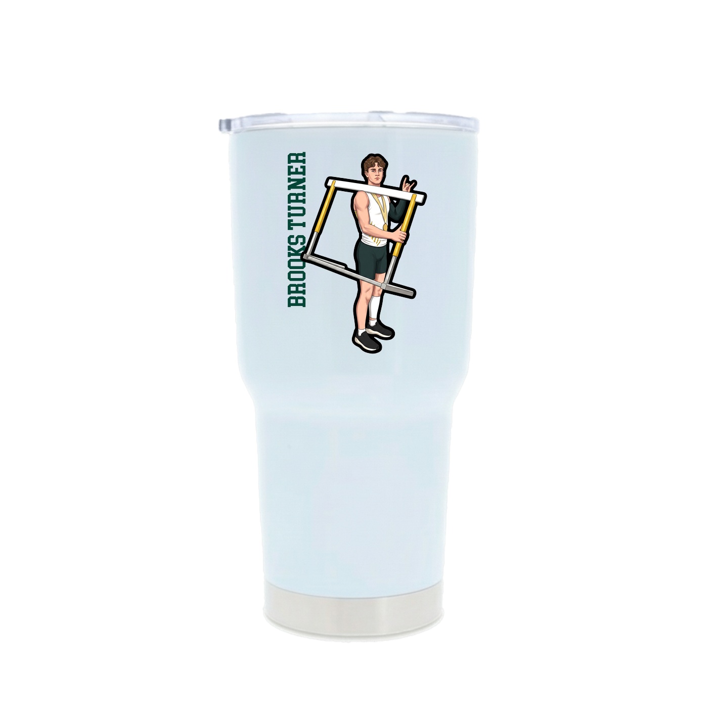 30oz Stainless Steel Tumbler — Name Vertical in White