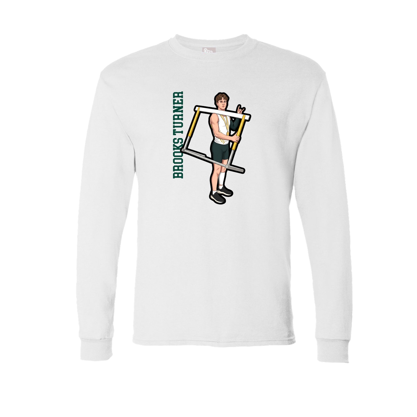 Long Sleeve Tee — Name Vertical in White