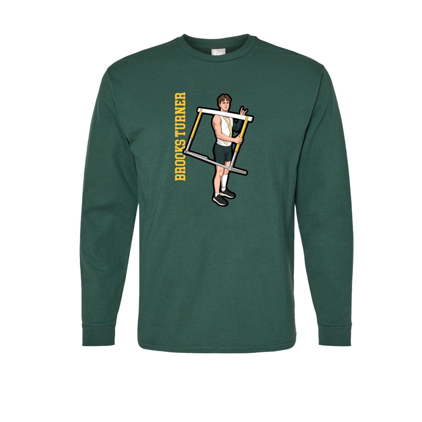 Long Sleeve Tee — Name Vertical in Green