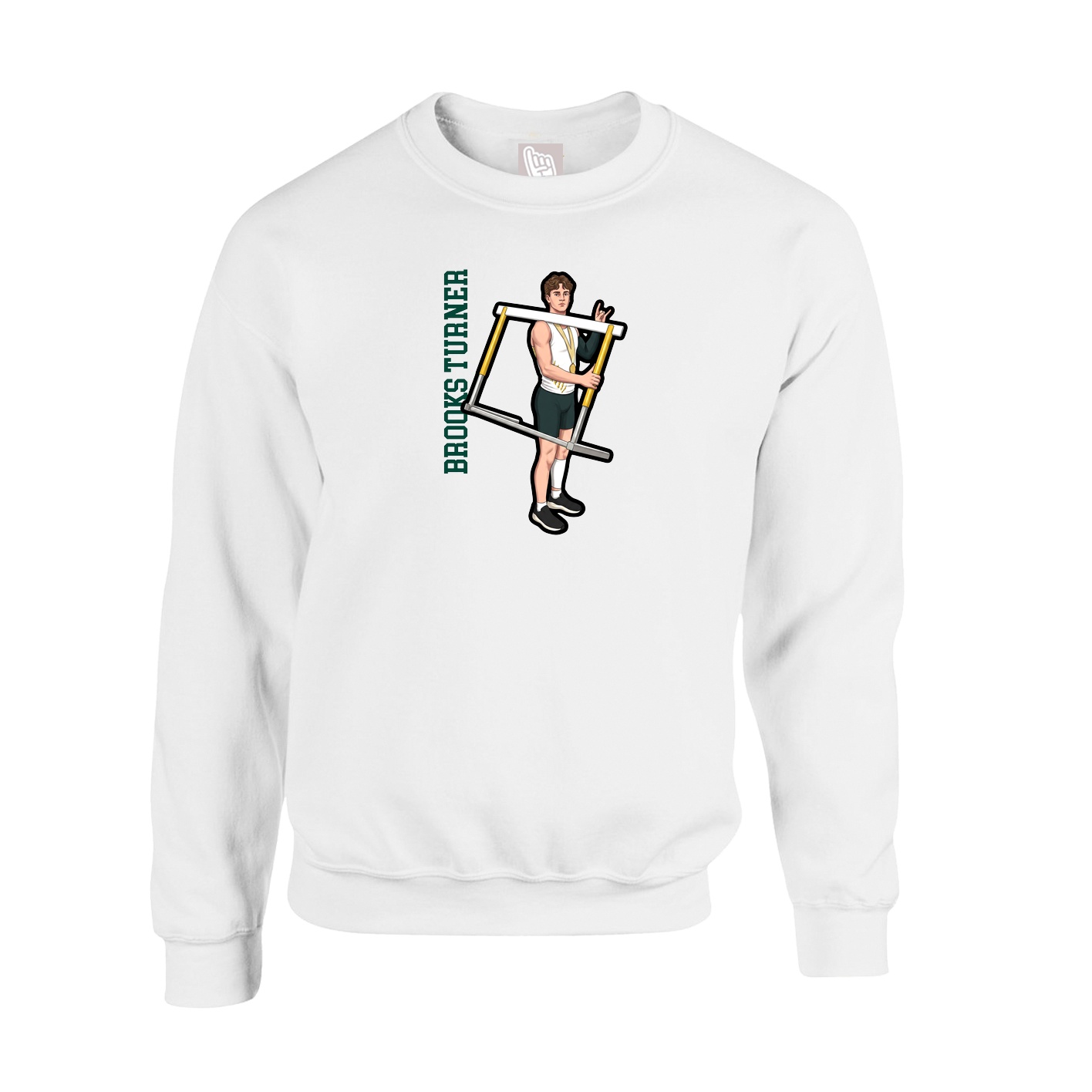Fleece Crew — Name Vertical in White