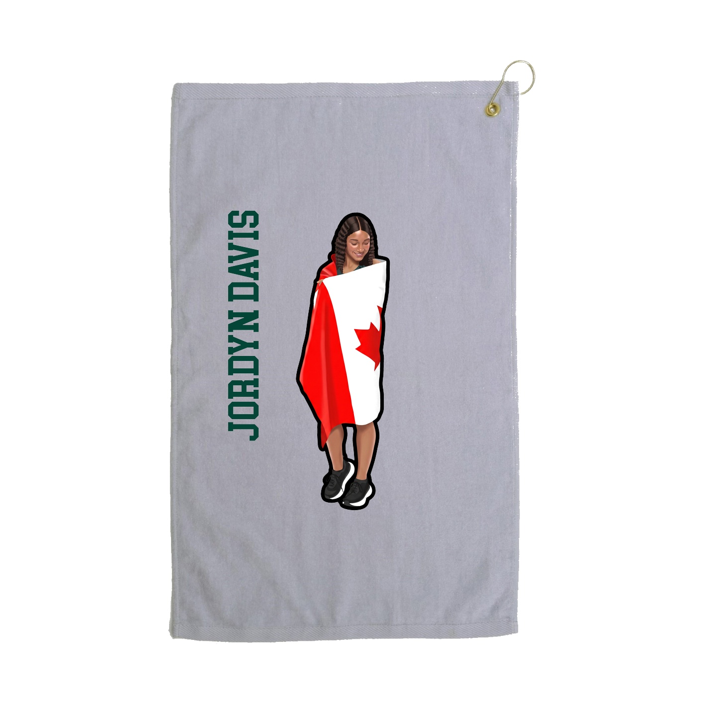 Golf Towel — Name Vertical in Grey