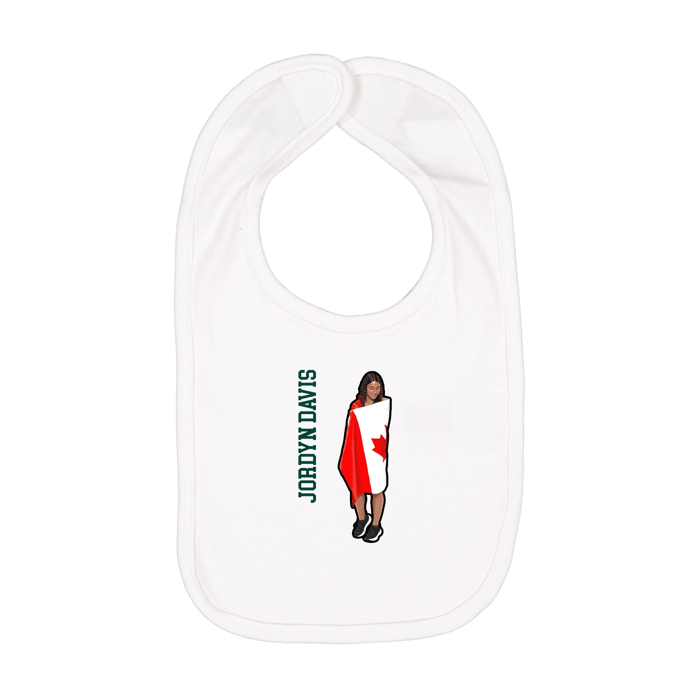 Infant Bib — Name Vertical in White