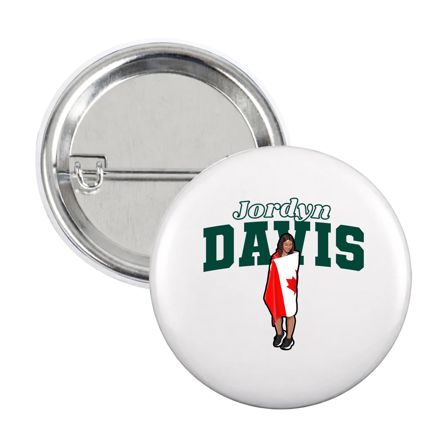 Game Day Button — Name Arch in White