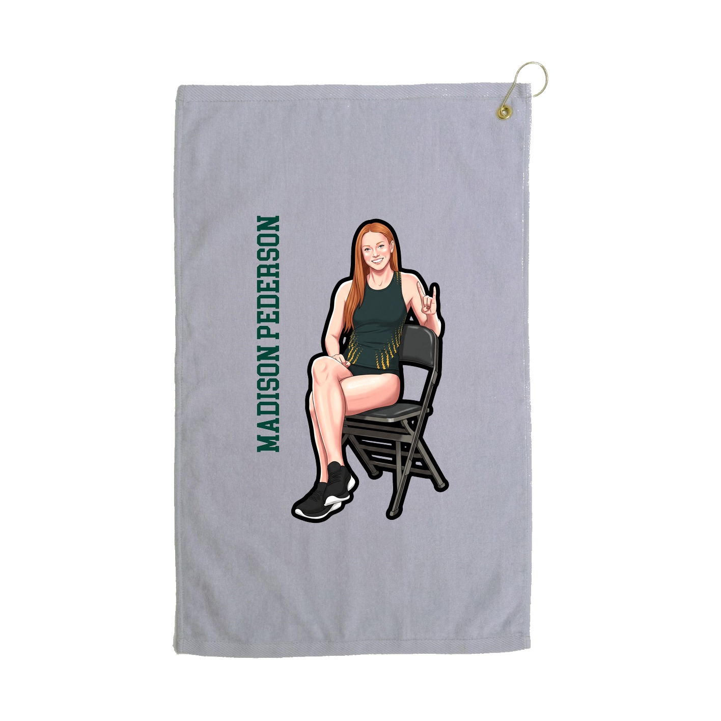 Golf Towel — Name Vertical in Grey