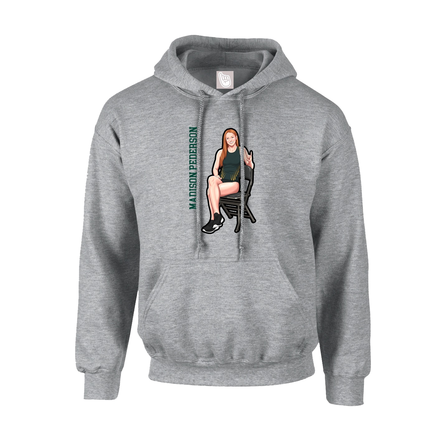 Youth Hoodie — Name Vertical in Grey