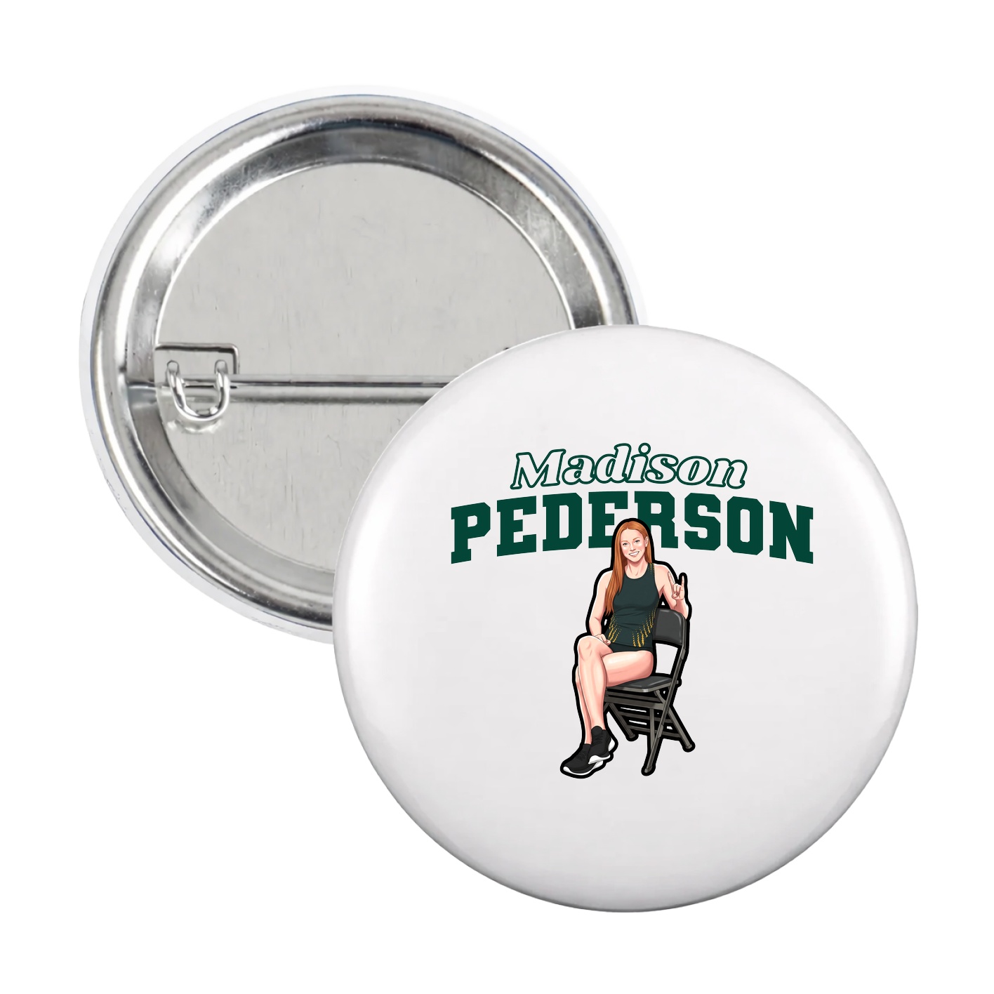 Game Day Button — Name Arch in White