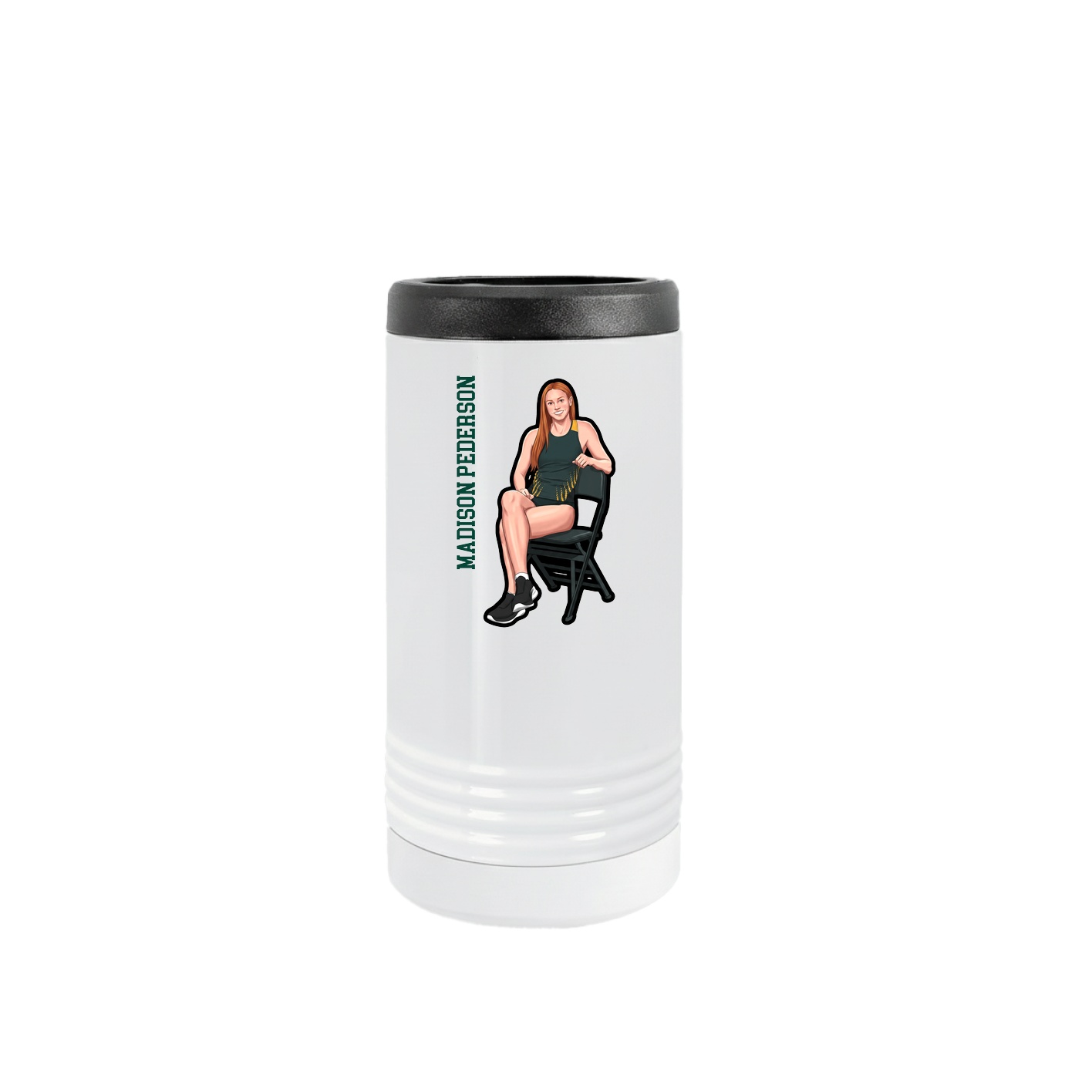 Slim Beverage Holder — Name Vertical in White
