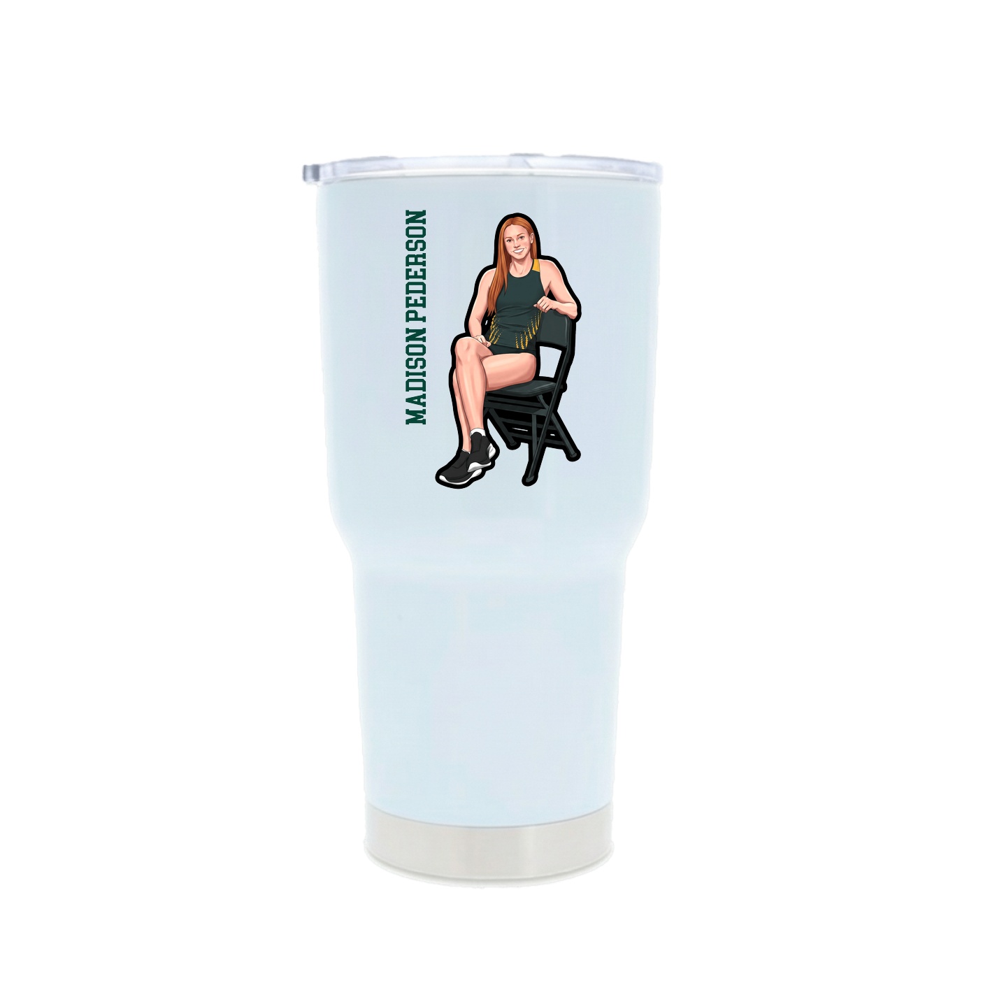 30oz Stainless Steel Tumbler — Name Vertical in White