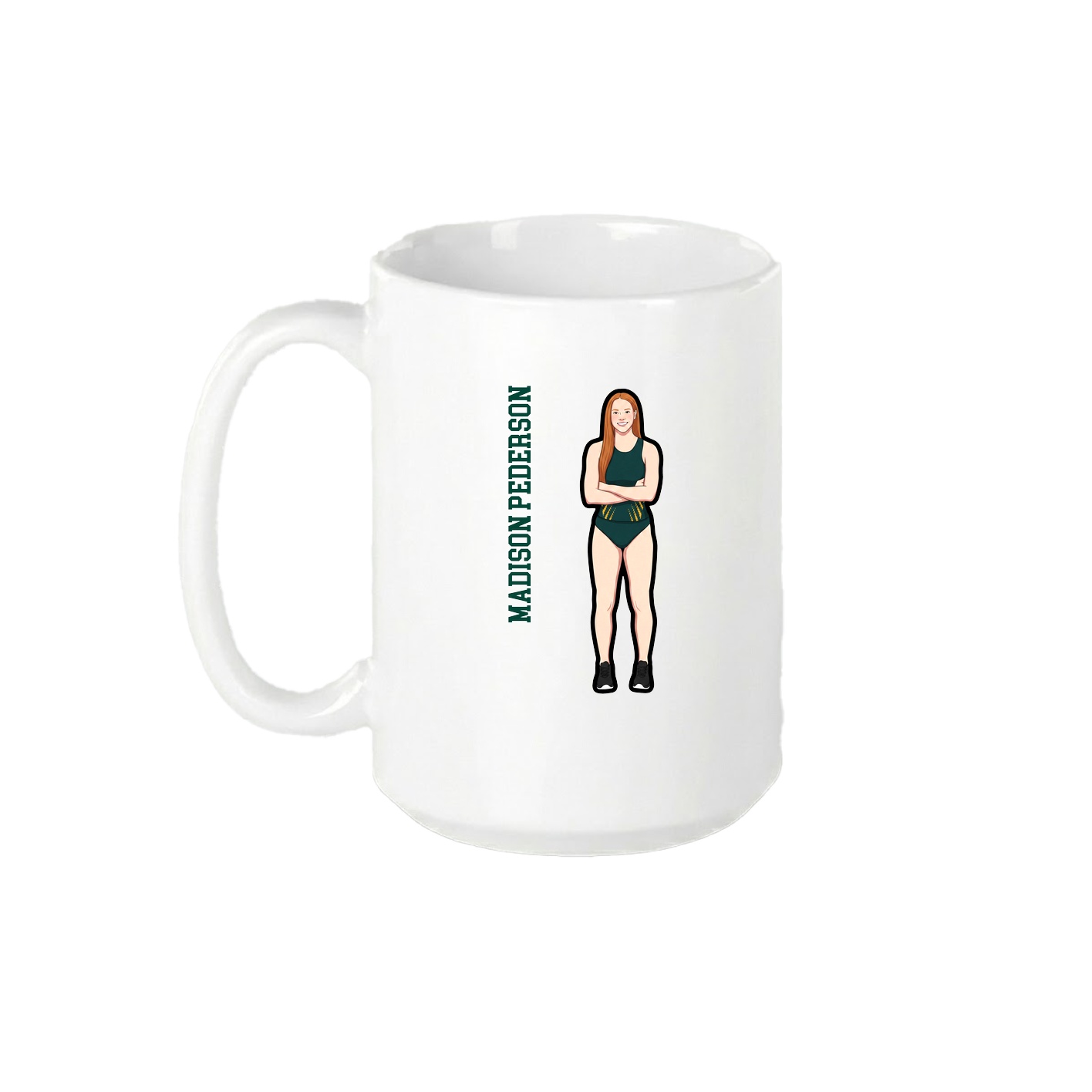 15oz Coffee Mug — Name Vertical in White