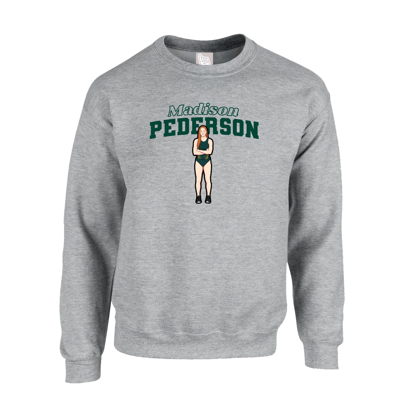 Fleece Crew — Name Arch in Grey
