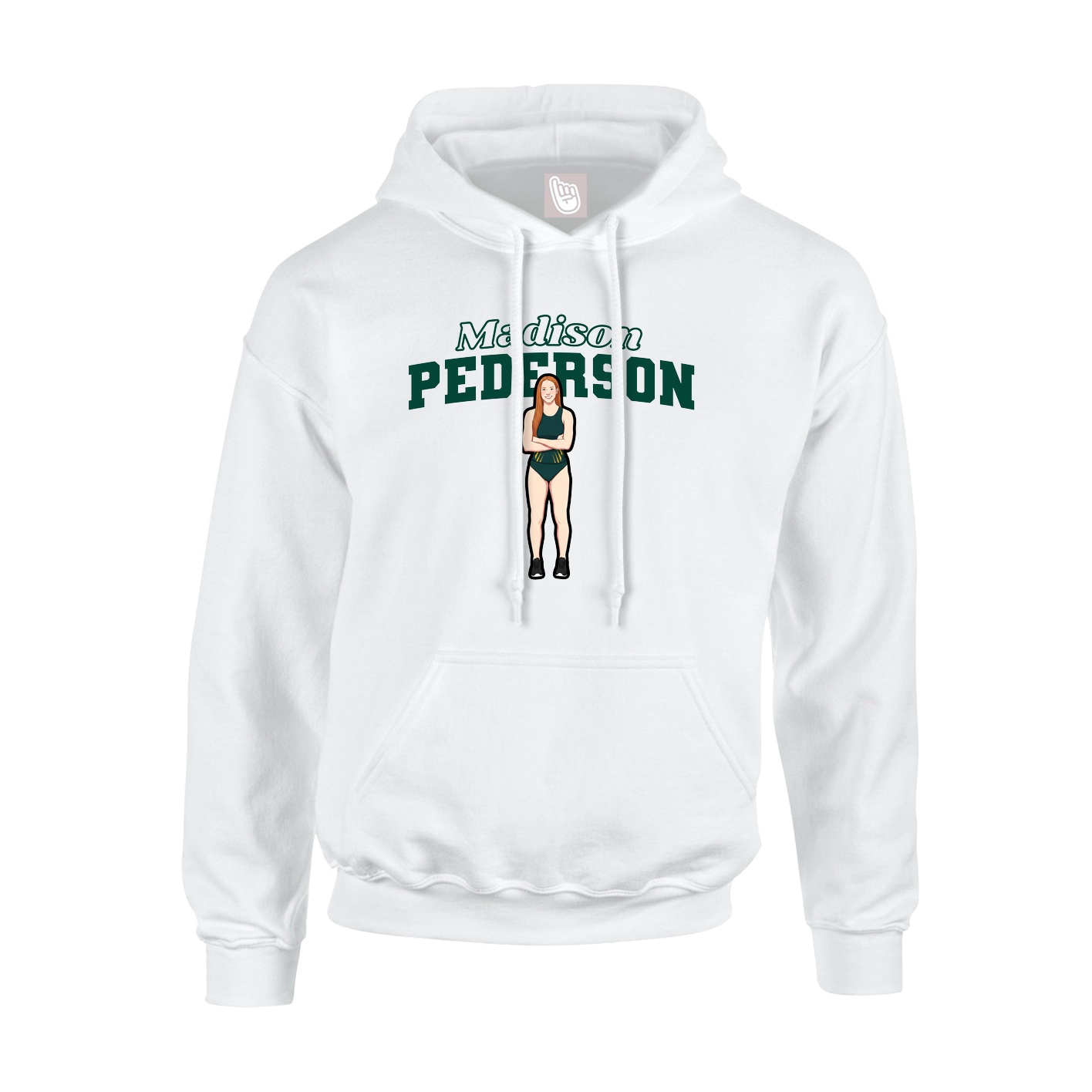 Youth Hoodie — Name Arch in White