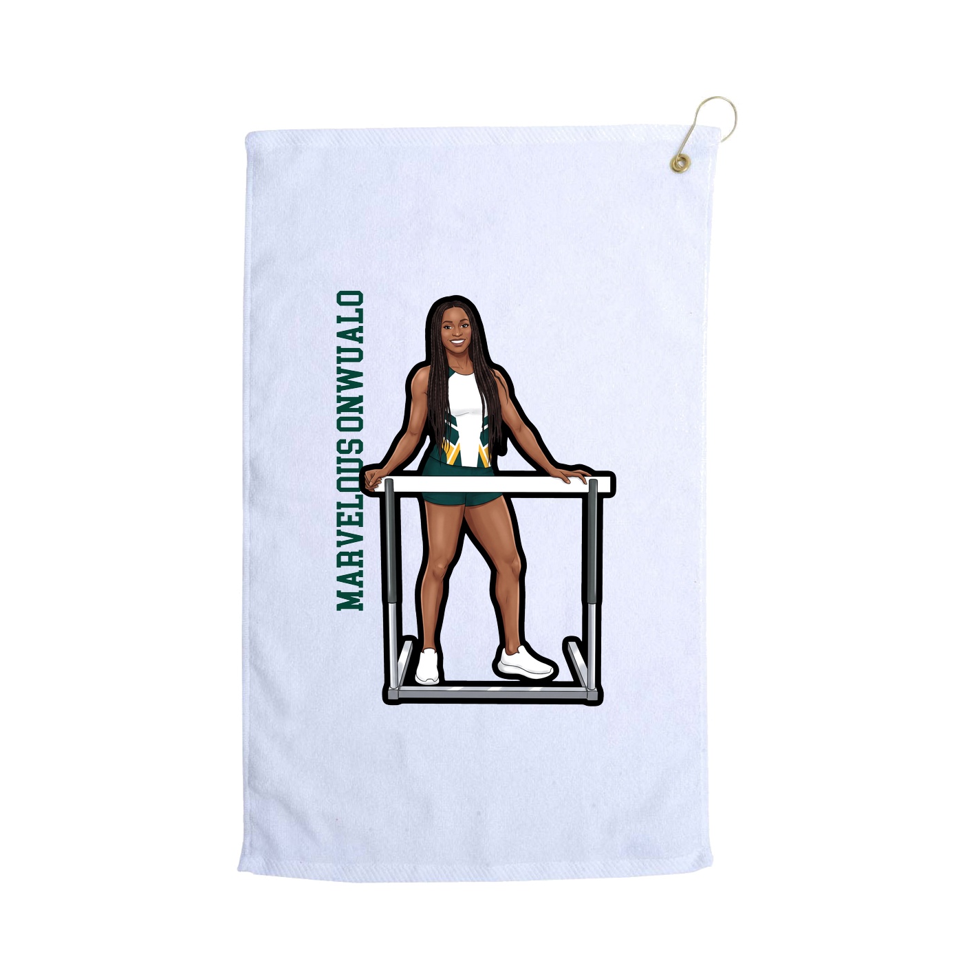 Golf Towel — Name Vertical in White