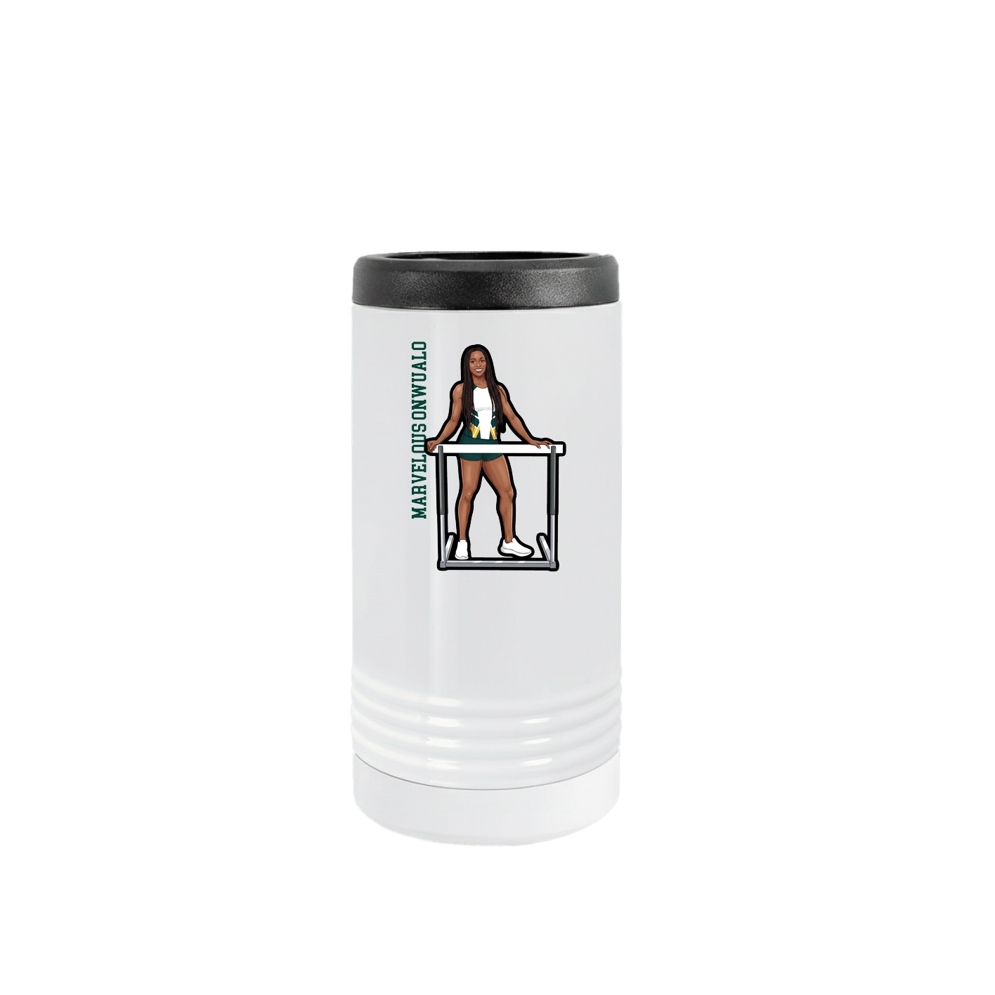 Slim Beverage Holder — Name Vertical in White