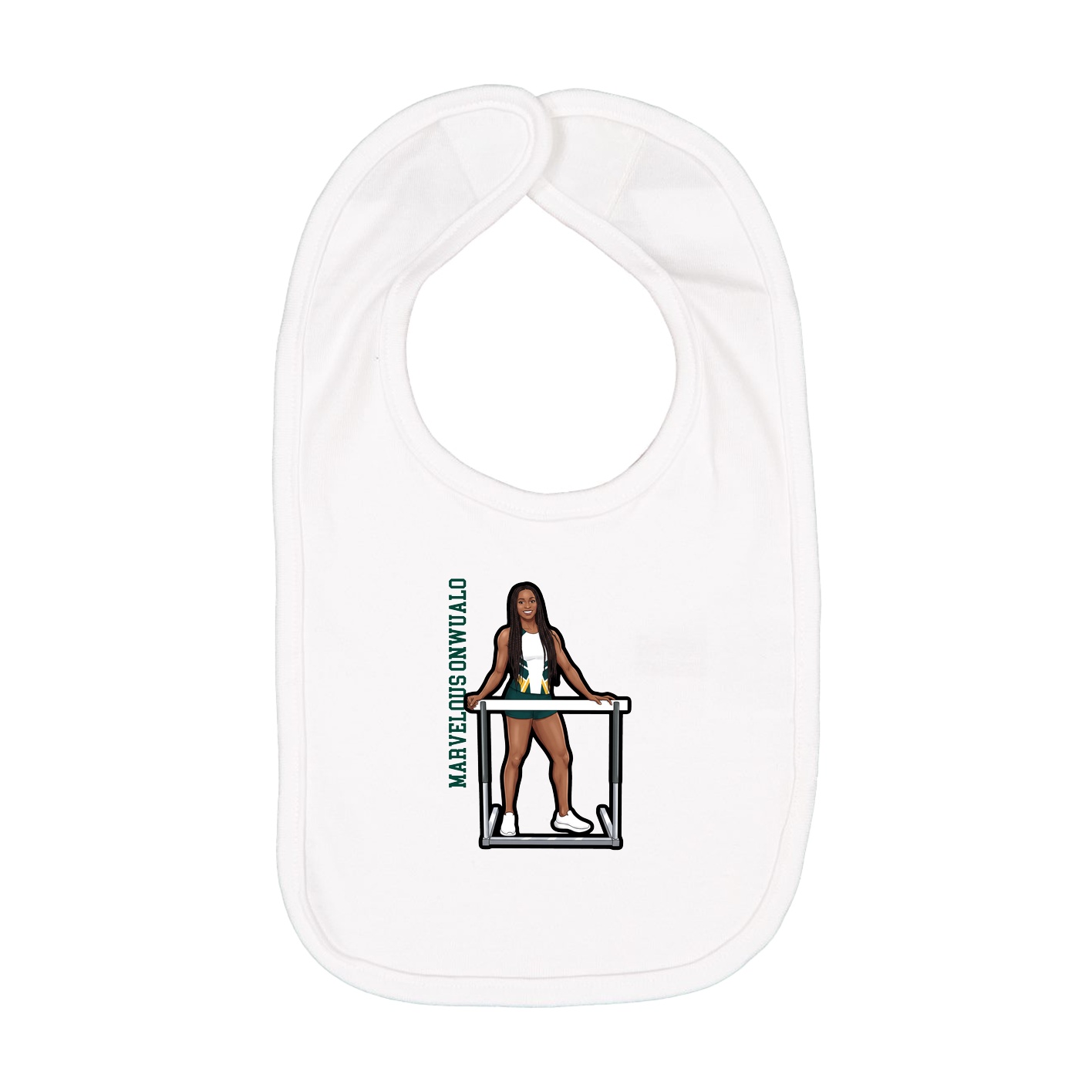 Infant Bib — Name Vertical in White