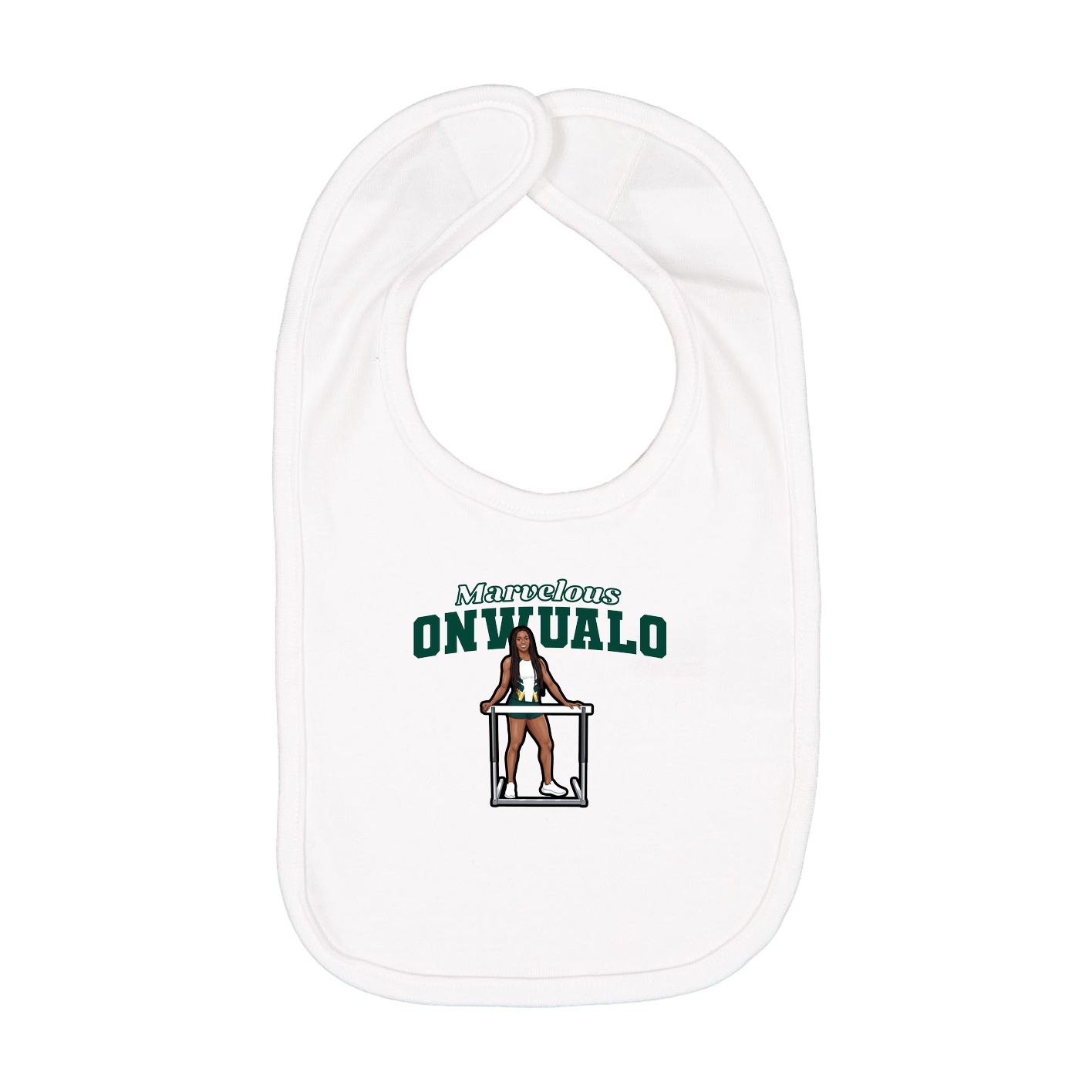 Infant Bib — Name Arch in White