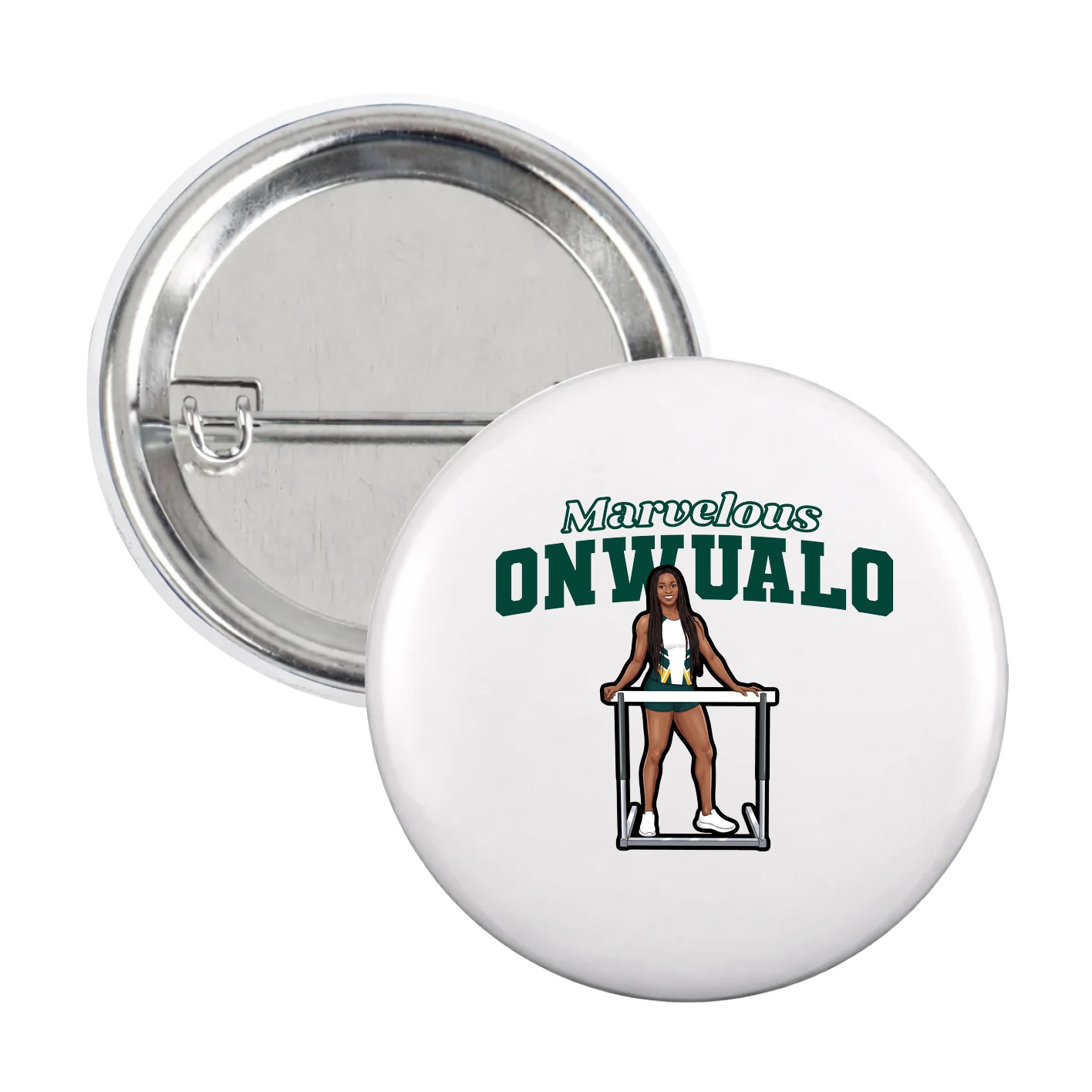 Game Day Button — Name Arch in White