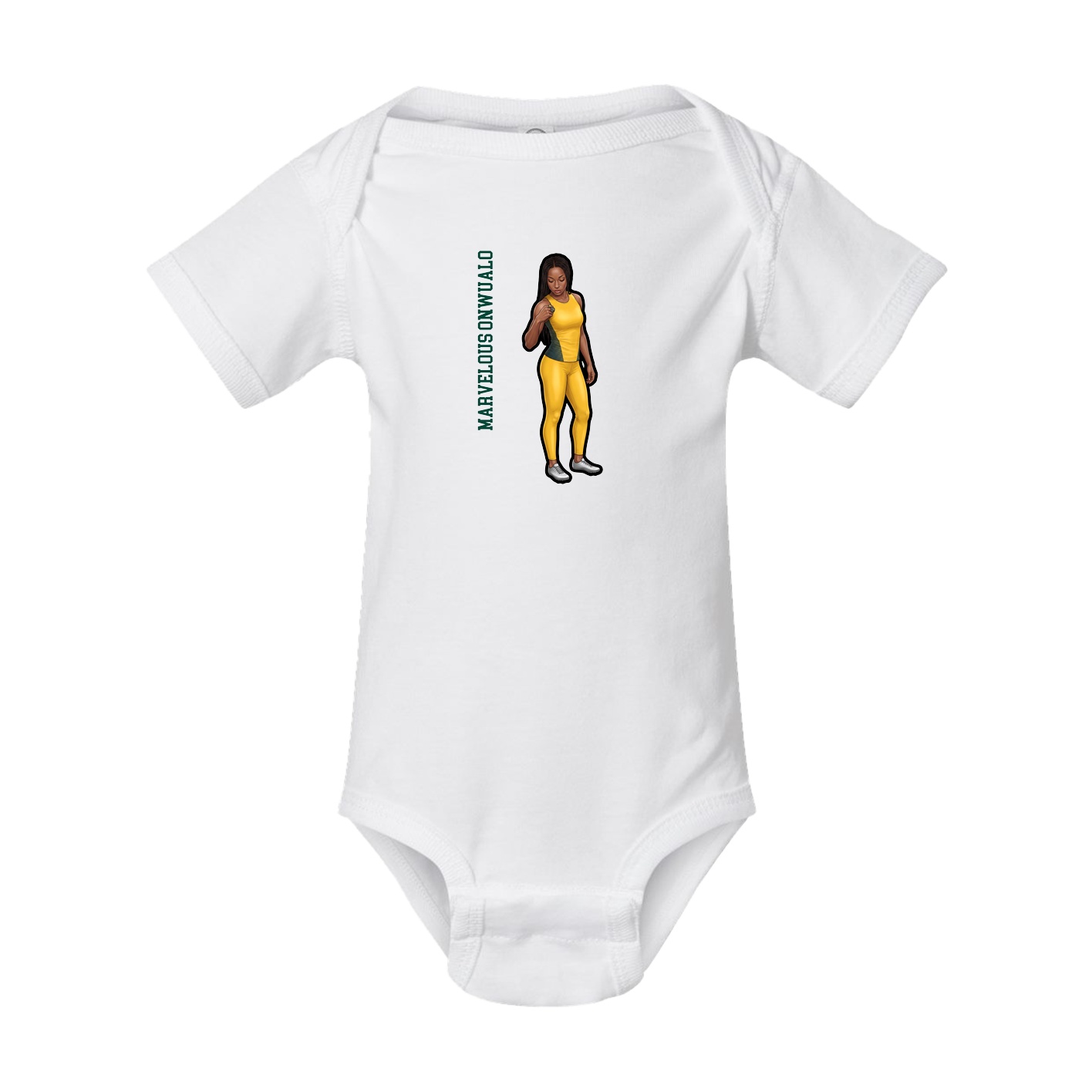 Baby Onesie — Name Vertical in White