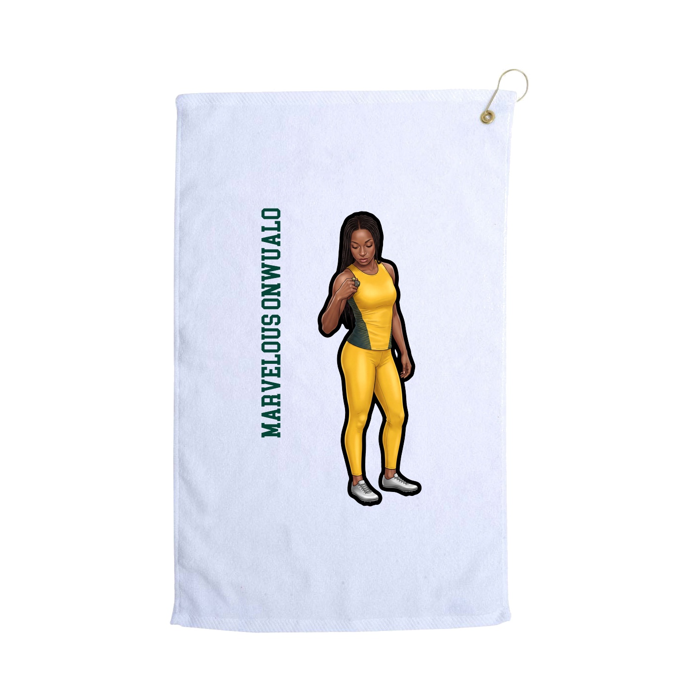 Golf Towel — Name Vertical in White